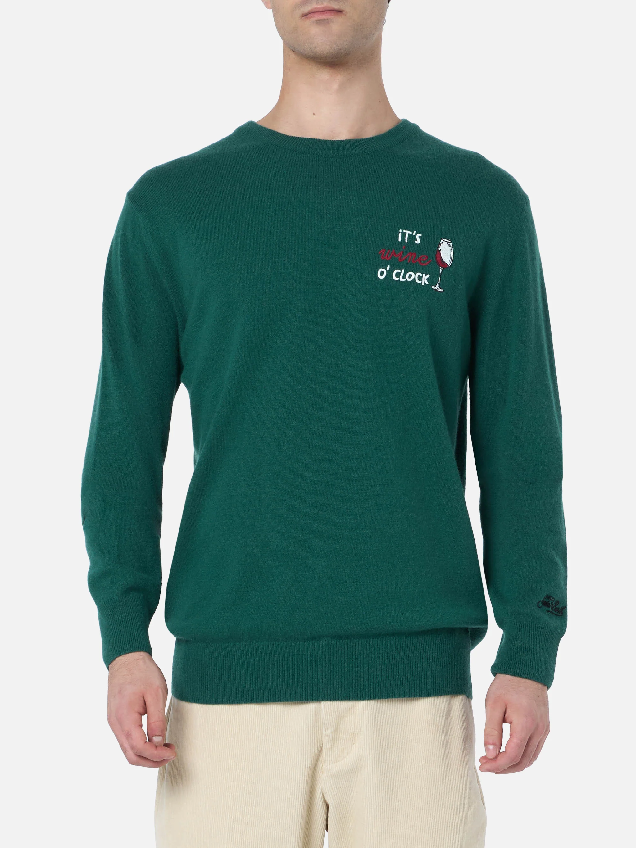 Crewneck sweater Heron with It's wine o'clock embroidery - Image 2