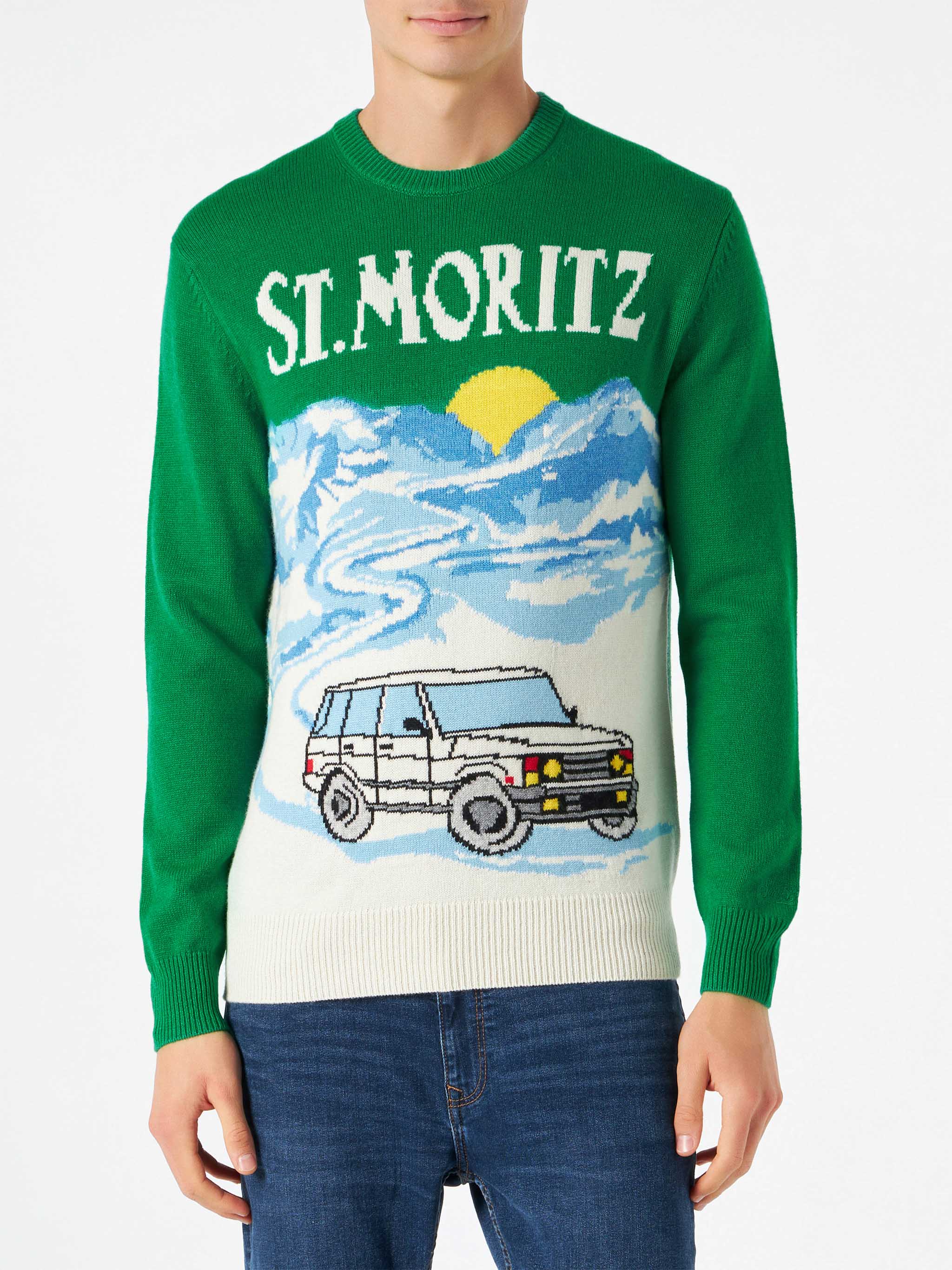 Crewneck sweater with St. Moritz postcard jacquard - Image 2