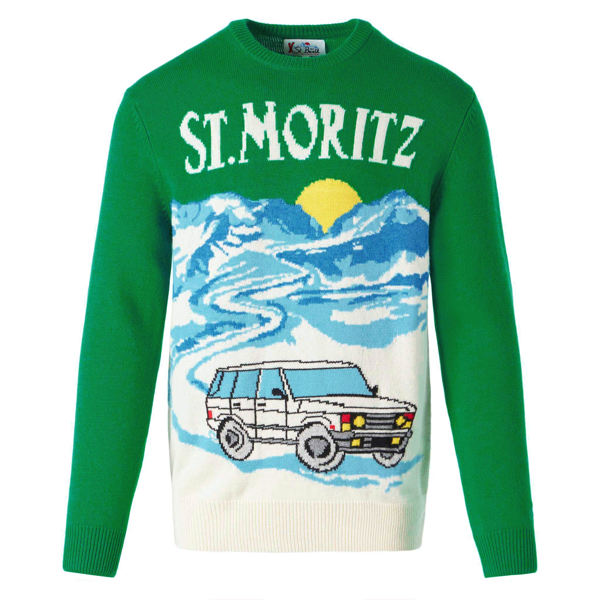 Crewneck sweater with St. Moritz postcard jacquard - Image 4
