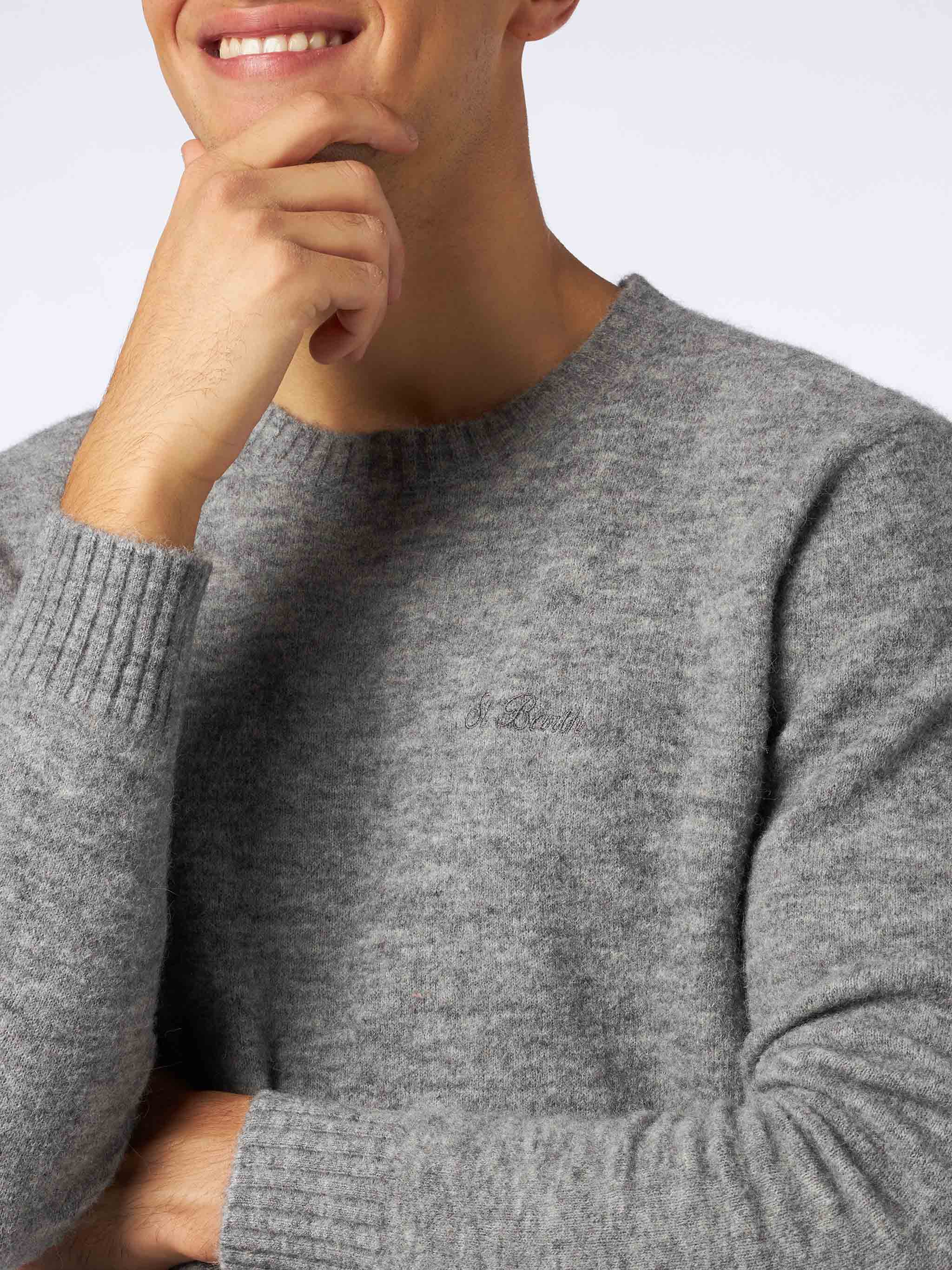 Heron grey mélange stretch wool sweater - Image 3
