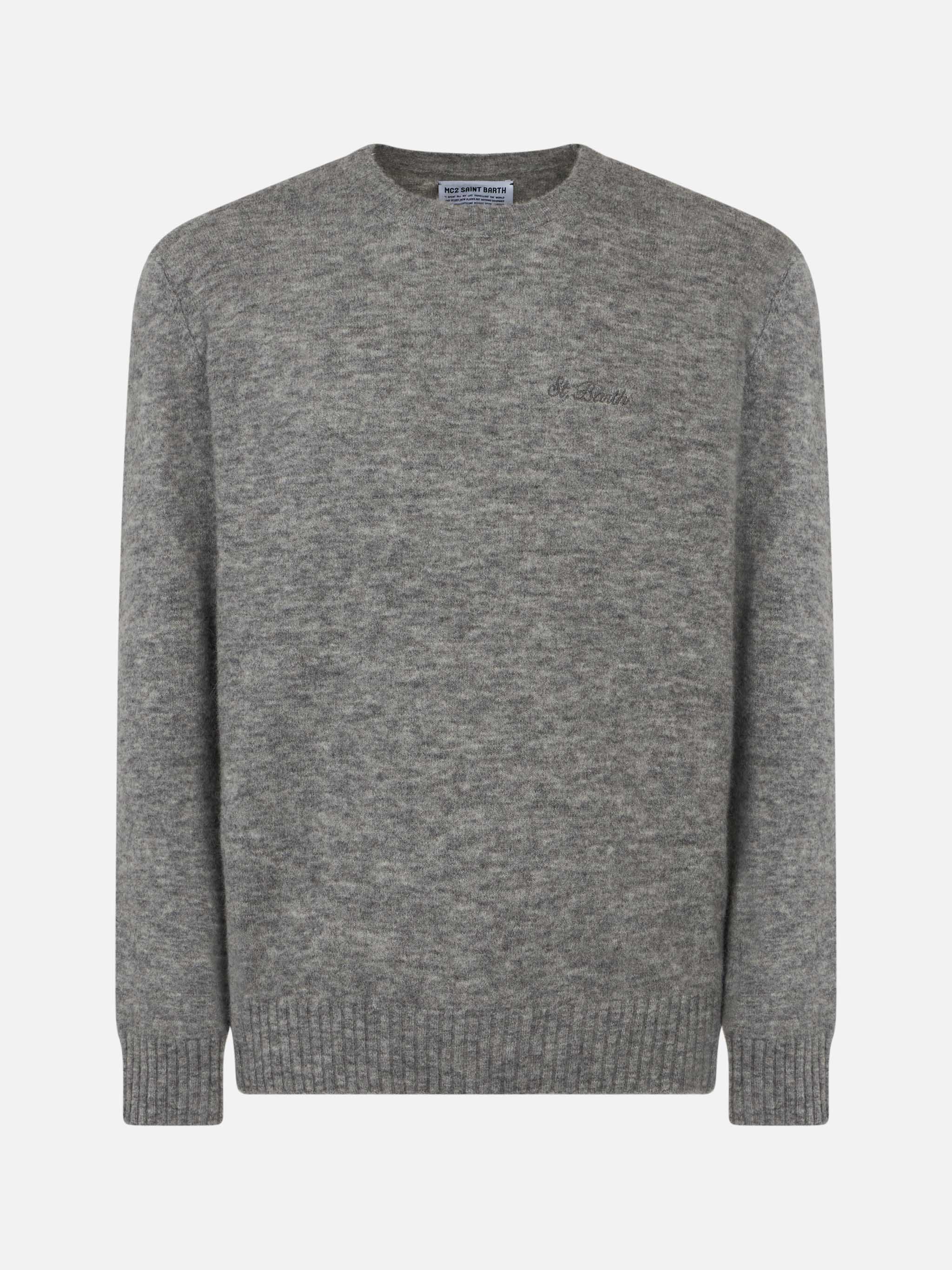 Heron grey mélange stretch wool sweater - Image 4
