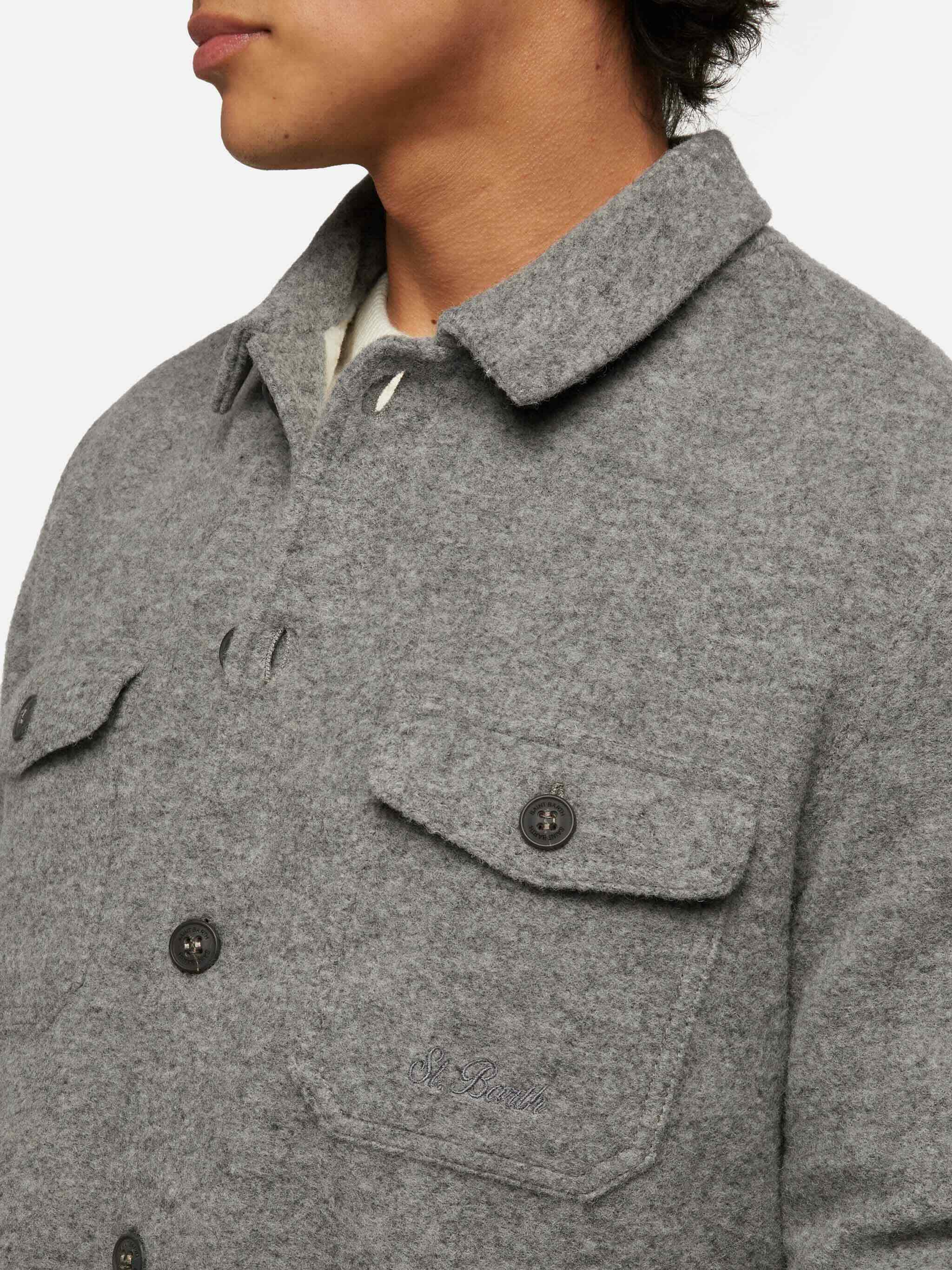 Landeck wool blend jacket in grey melange solid color - Image 2