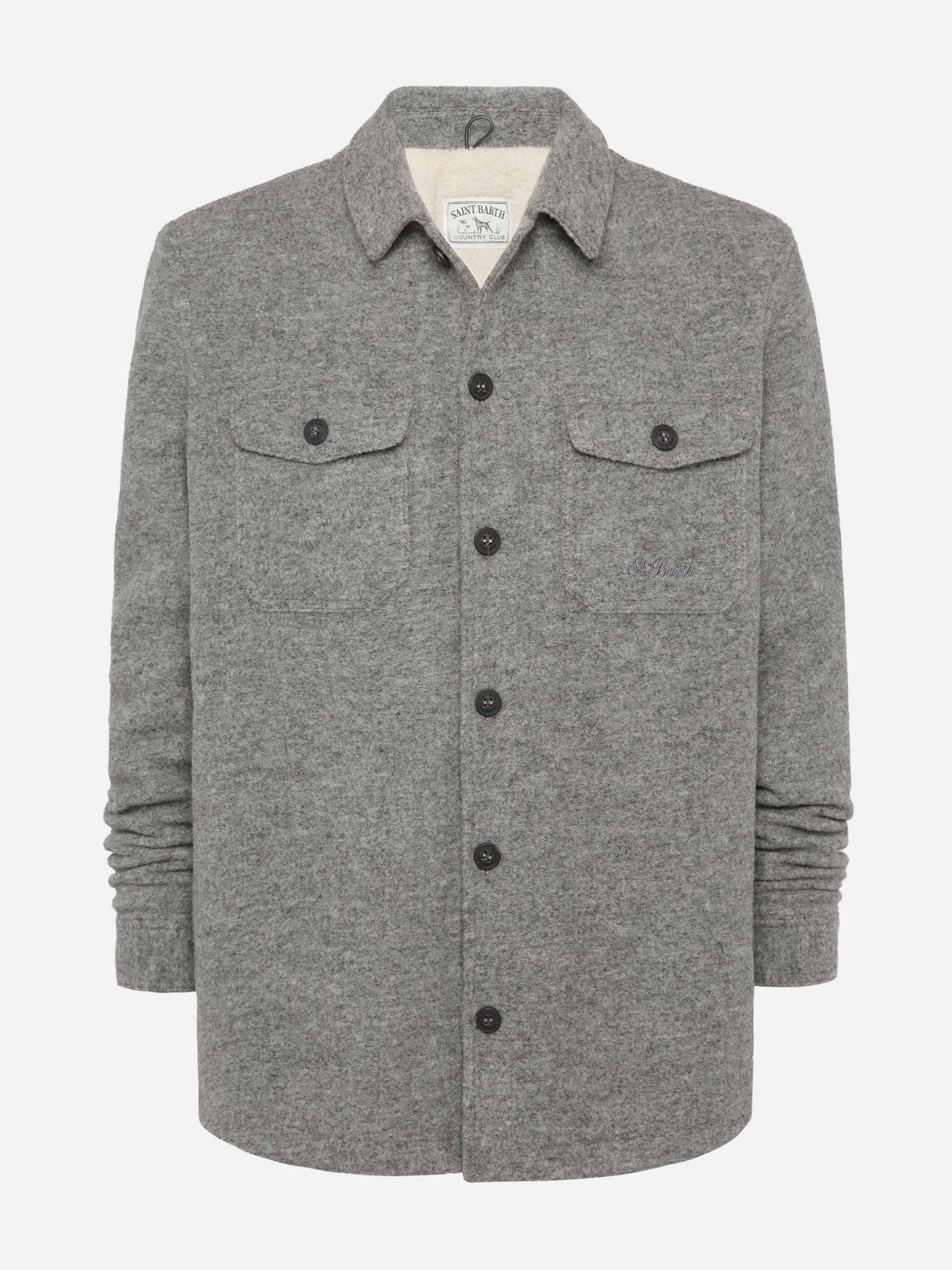 Landeck wool blend jacket in grey melange solid color - Image 4