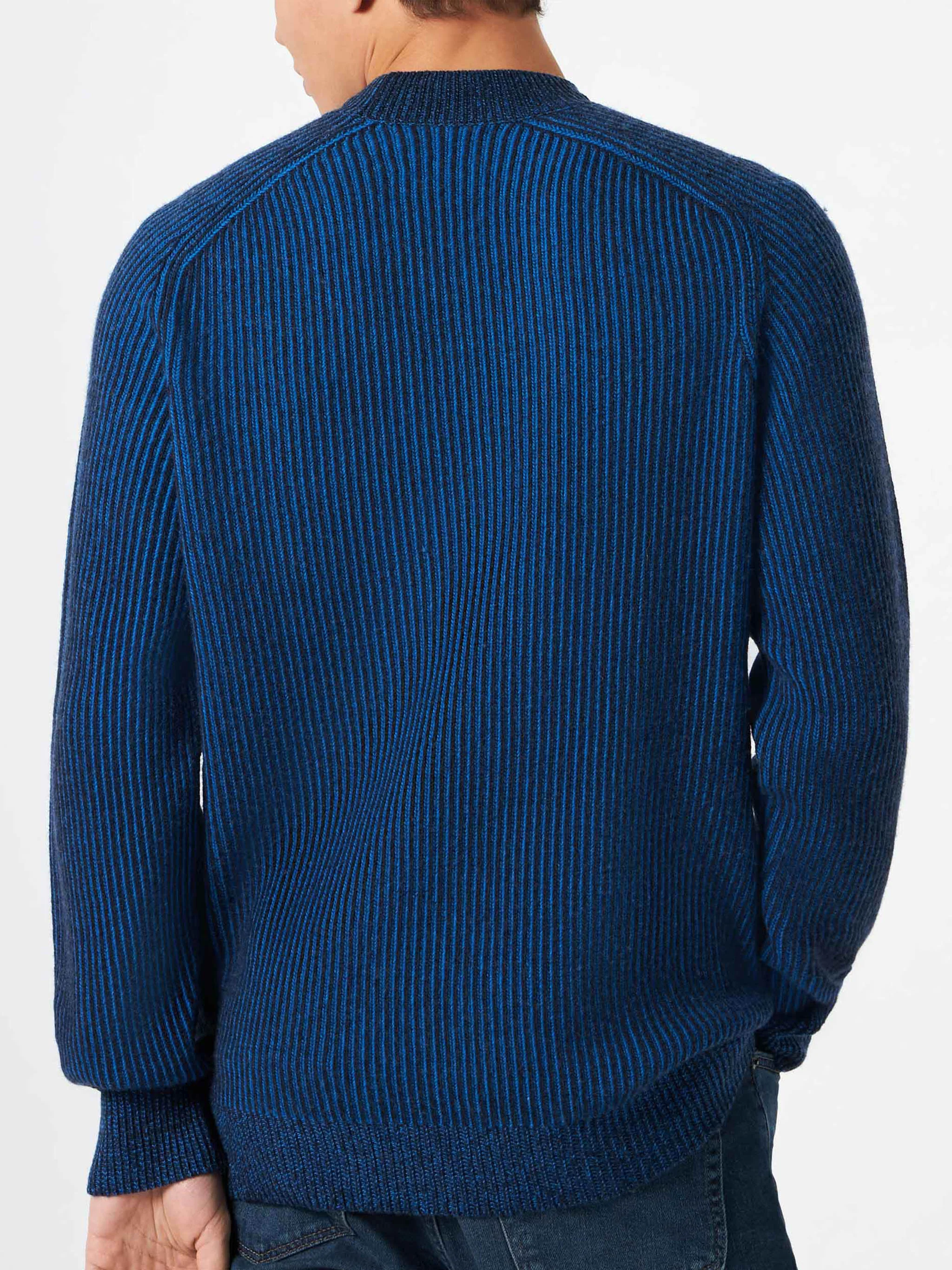 Davos ribbed blue half-turtleneck sweater - Image 3