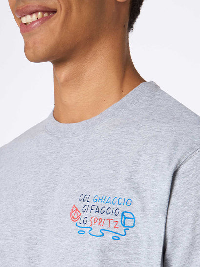 Arnott heavy cotton t-shirt with Col ghiaccio ci faccio lo Spritz embroidery | Special Edition - Image 2
