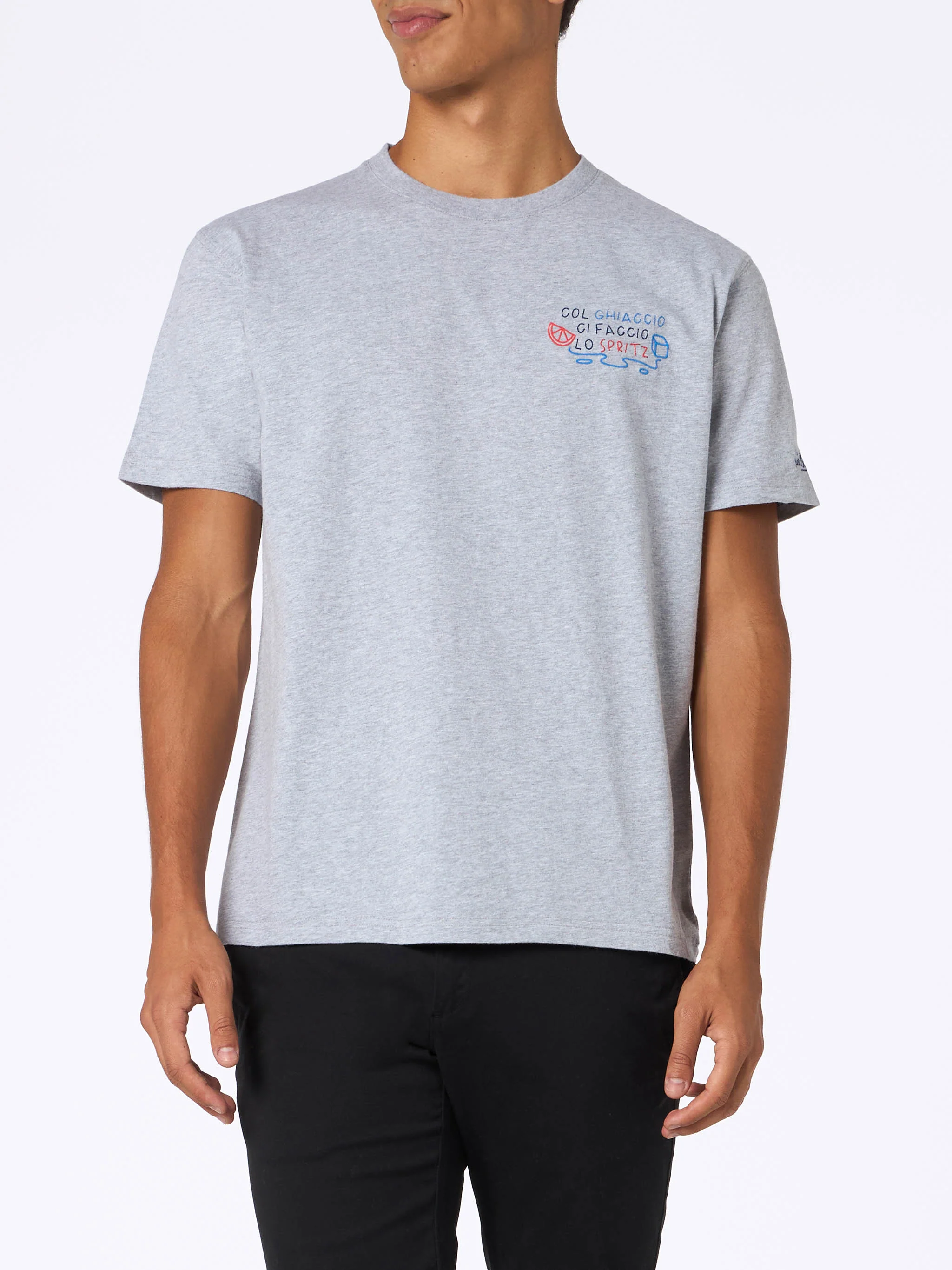 Arnott heavy cotton t-shirt with Col ghiaccio ci faccio lo Spritz embroidery | Special Edition - Image 3
