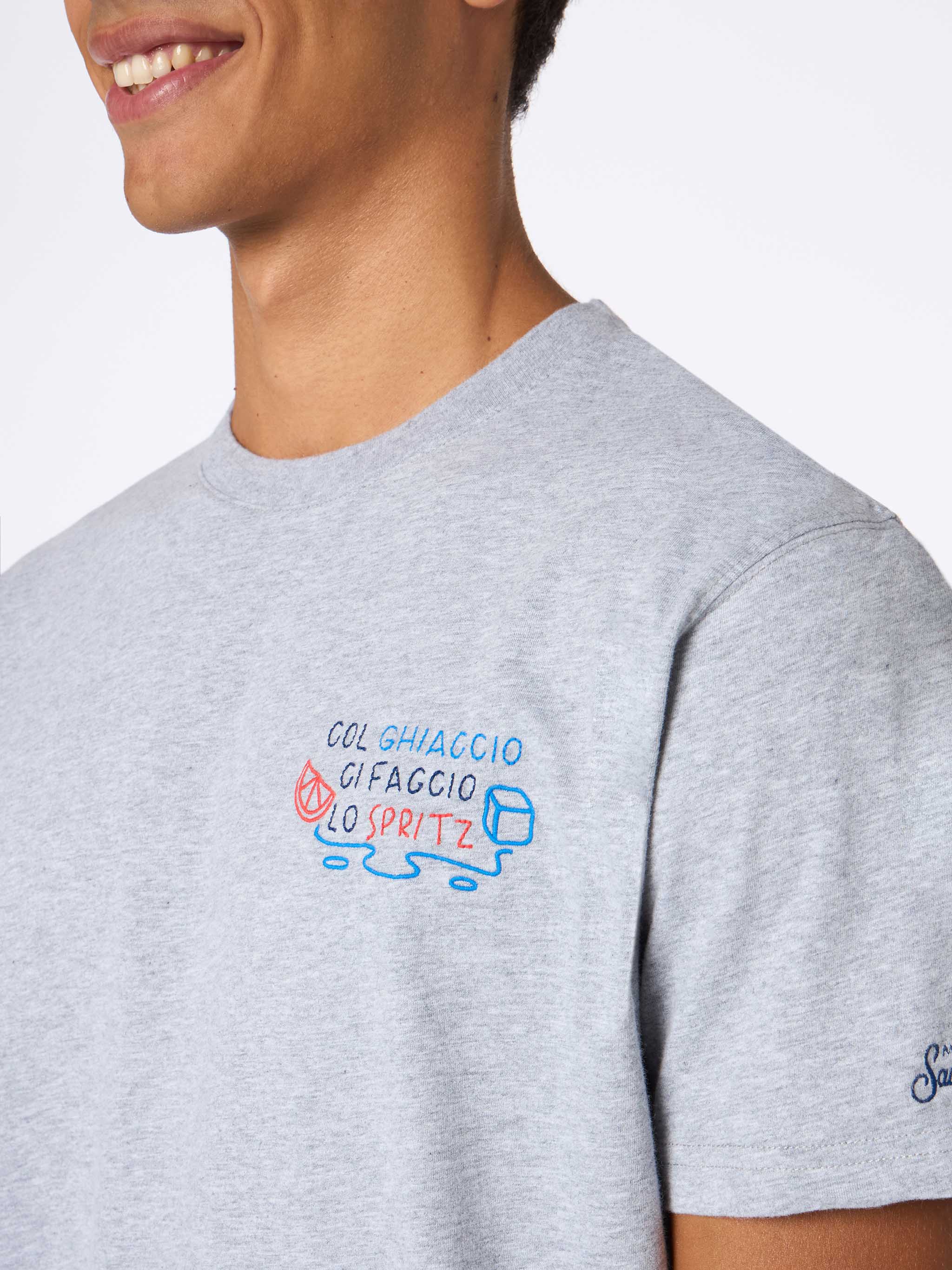 Arnott heavy cotton t-shirt with Col ghiaccio ci faccio lo Spritz embroidery | Special Edition - Image 4