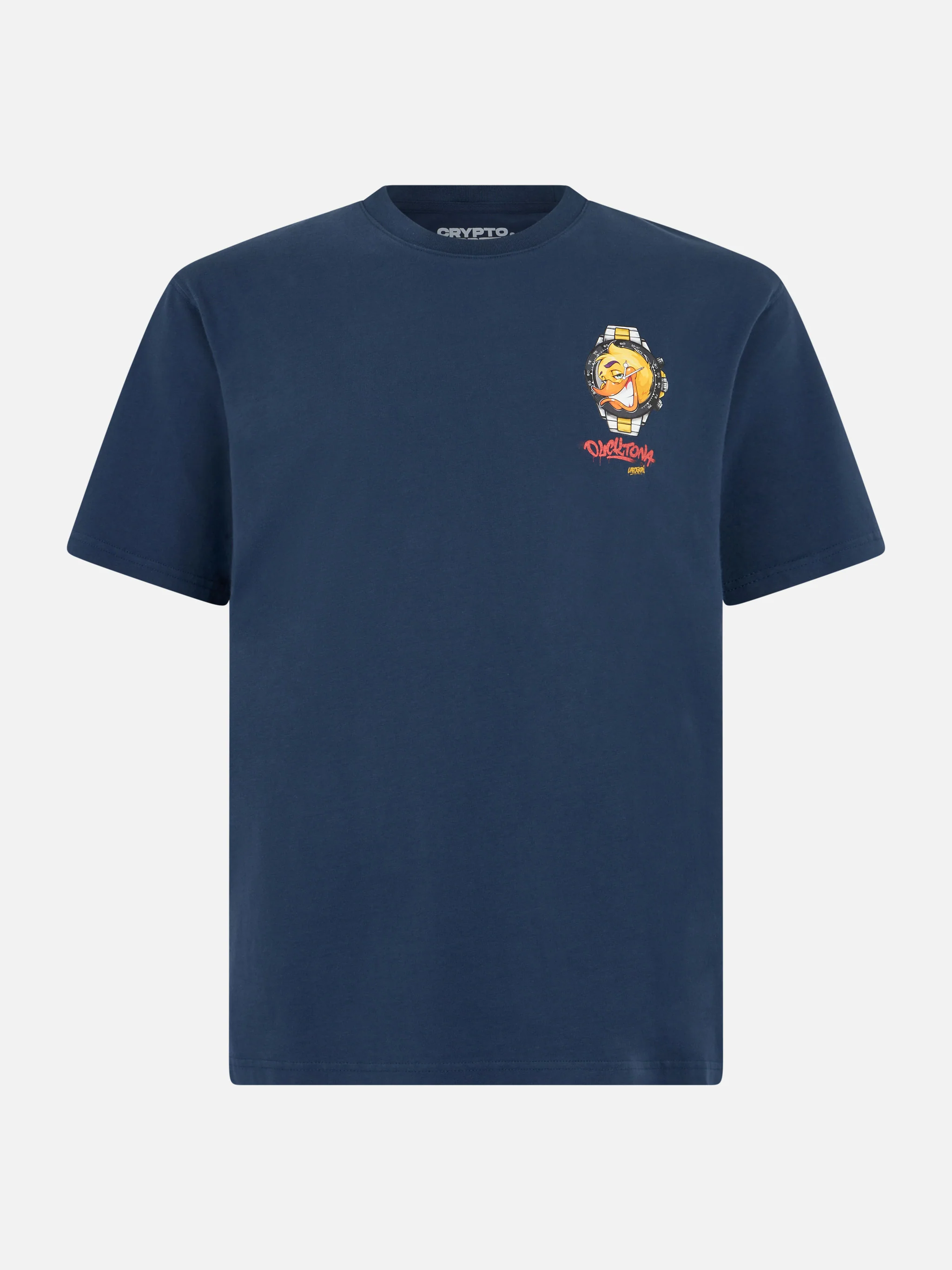 Arnott heavy cotton t-shirt with Cryptopuppets Ducktona watch print | Special Edition