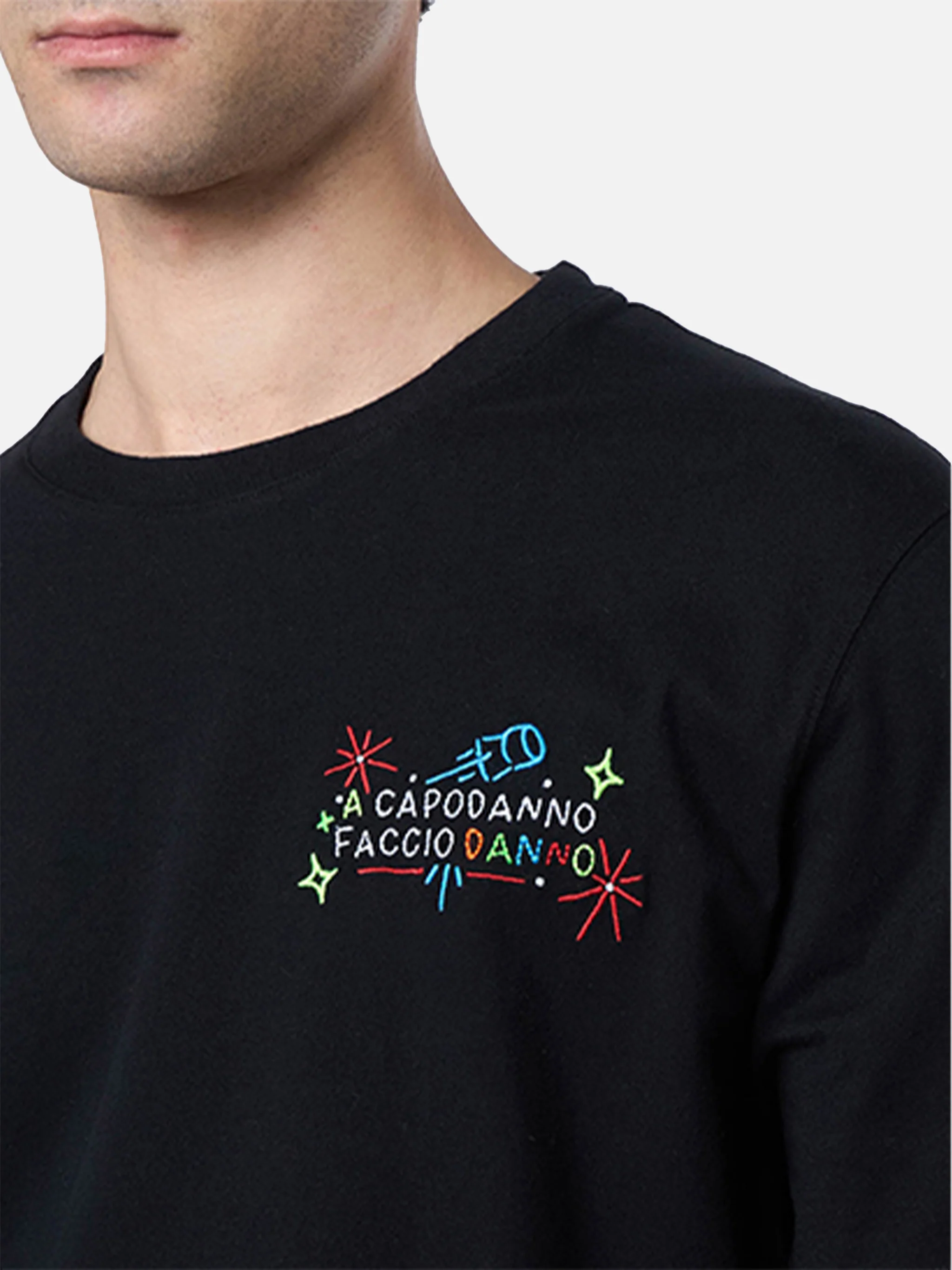 Arnott heavy cotton t-shirt with Capodanno faccio danno embroidery | Special Edition - Image 2