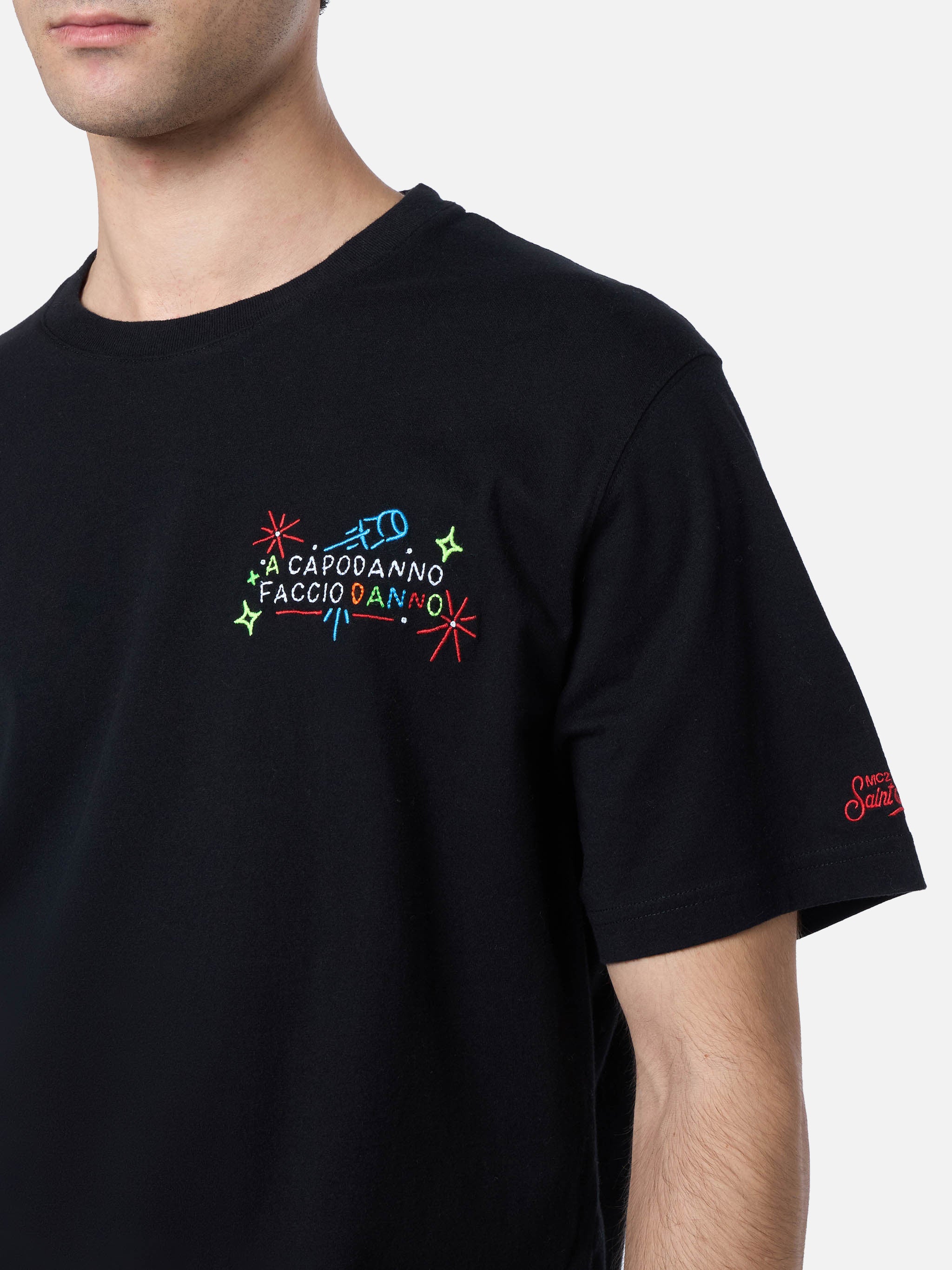 Arnott heavy cotton t-shirt with Capodanno faccio danno embroidery | Special Edition - Image 4