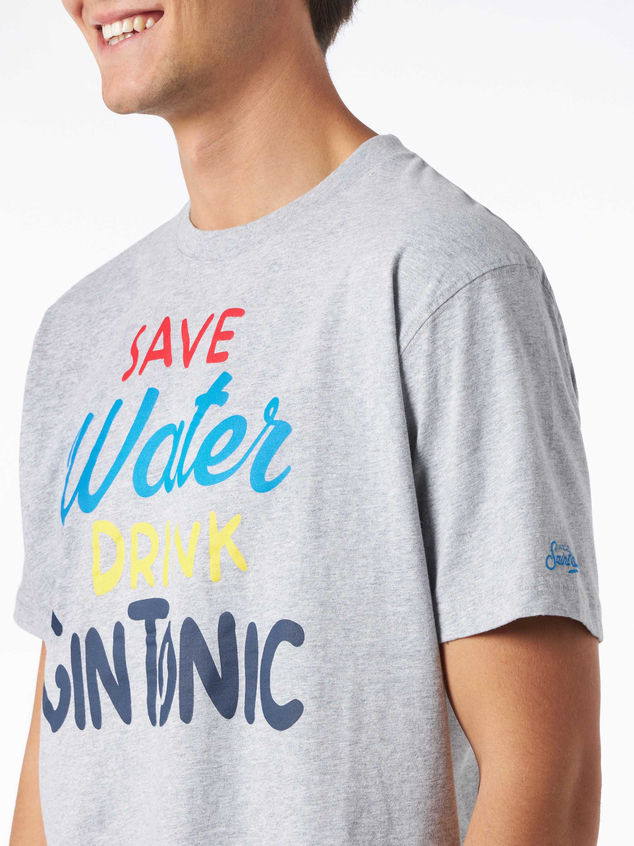 Heavy cotton t-shirt with cocktail Gin Tonic print - Image 2