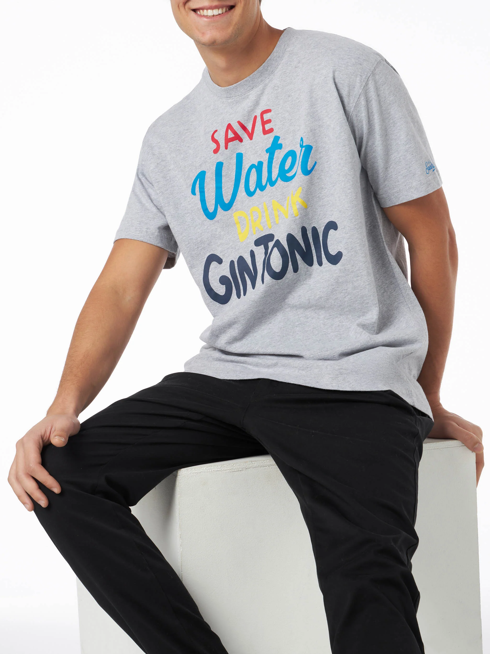 Heavy cotton t-shirt with cocktail Gin Tonic print - Image 3