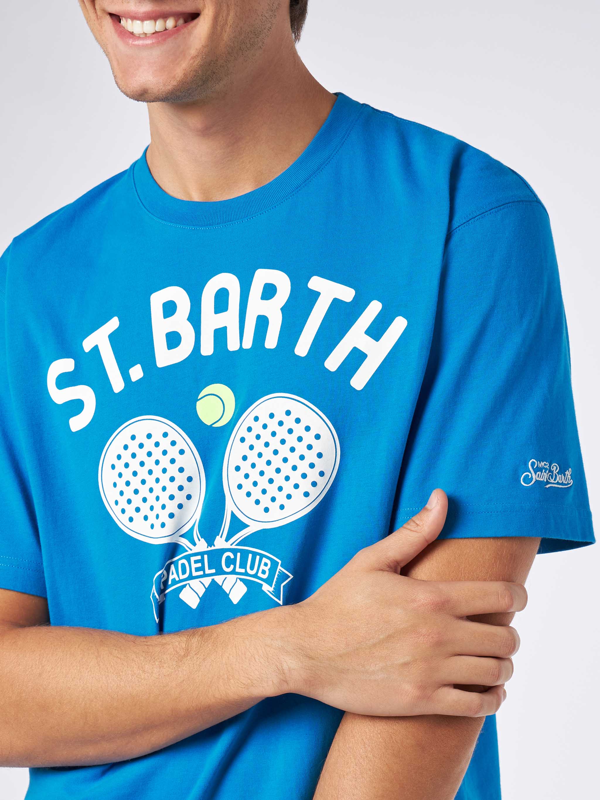 Arnott heavy cotton bluette t-shirt with St. Barth Padel Club print - Image 2