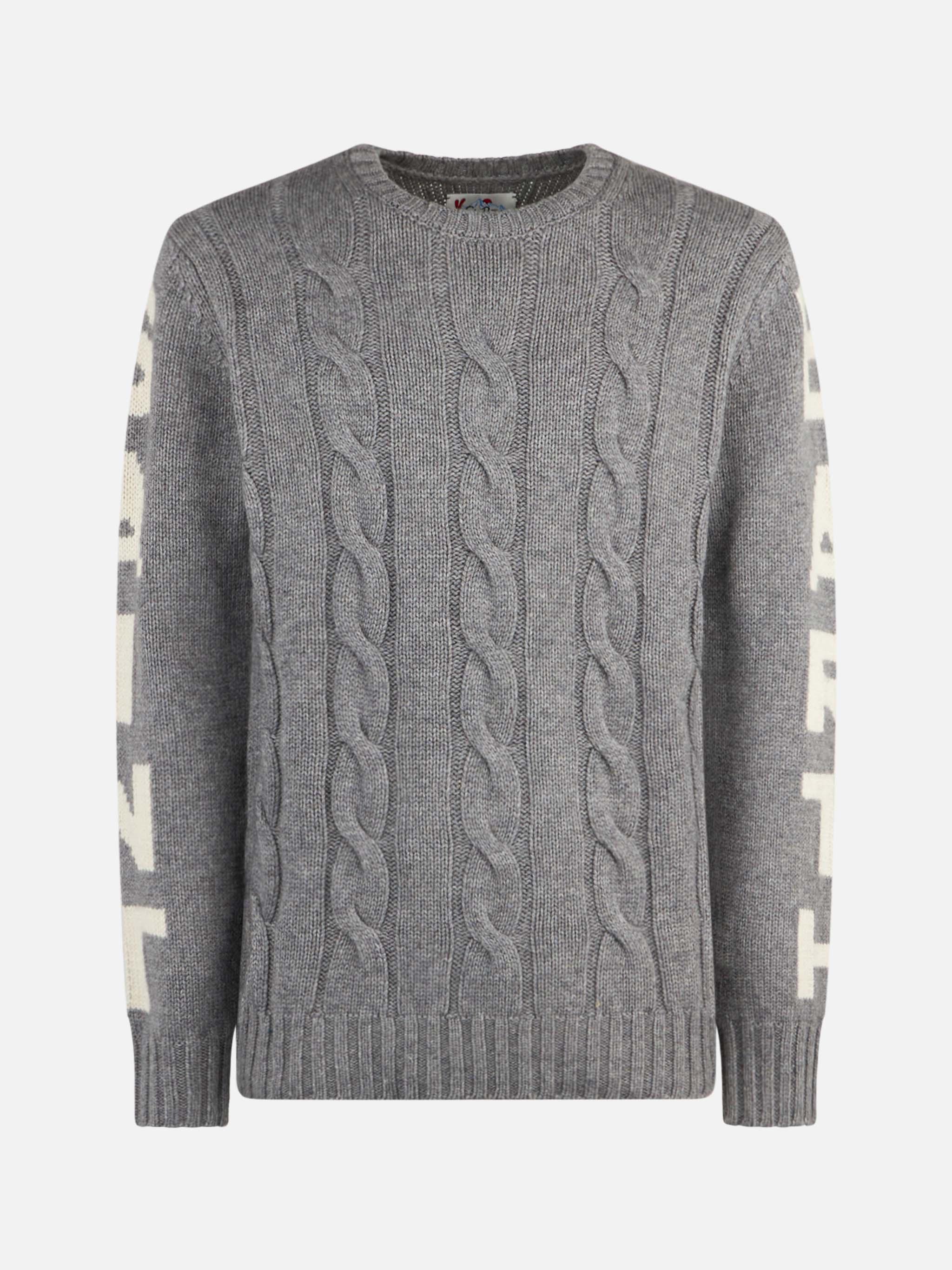 Bergen grey melange heavyweight cable-knit sweater - Image 4