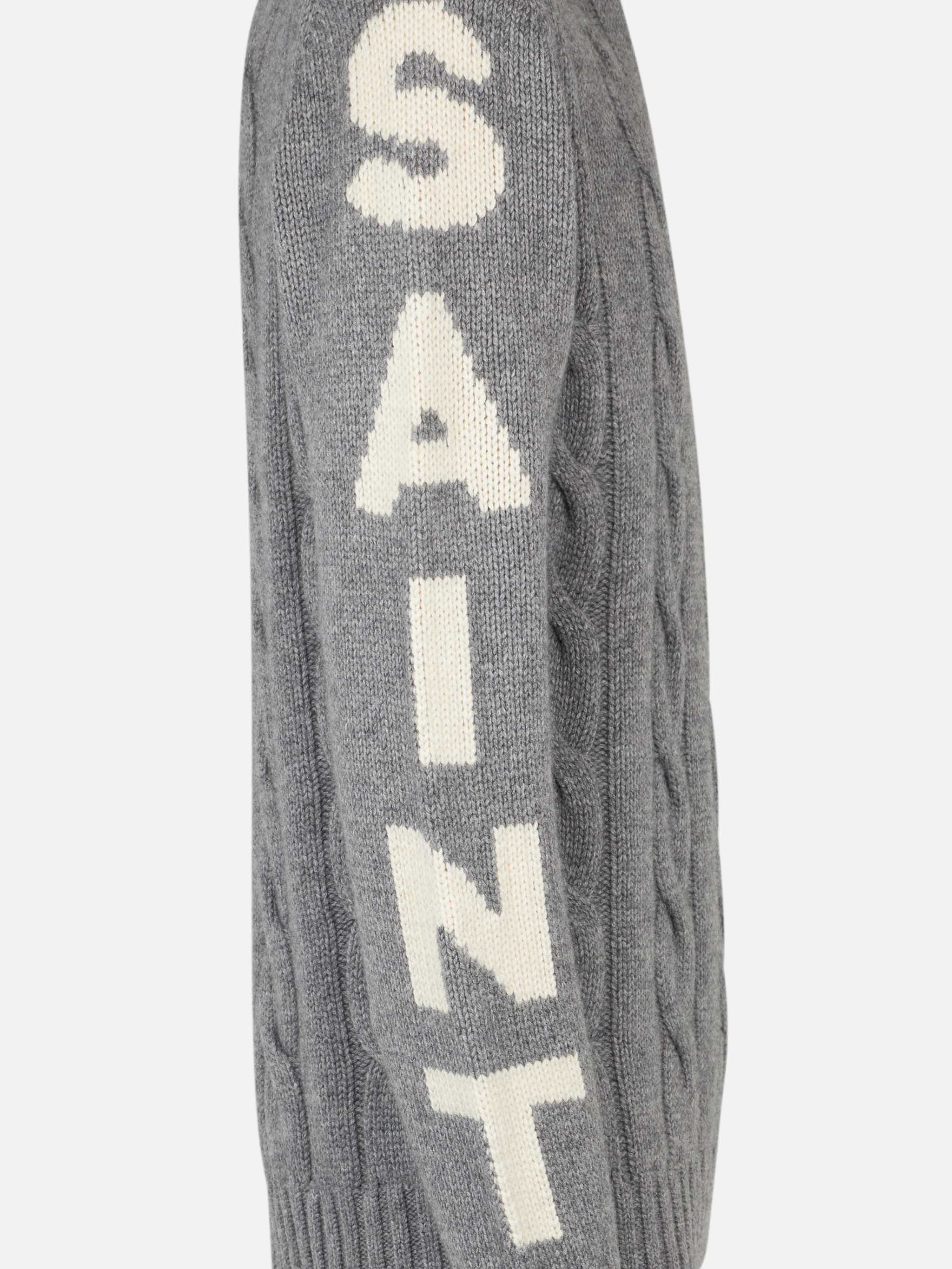 Bergen grey melange heavyweight cable-knit sweater - Image 5