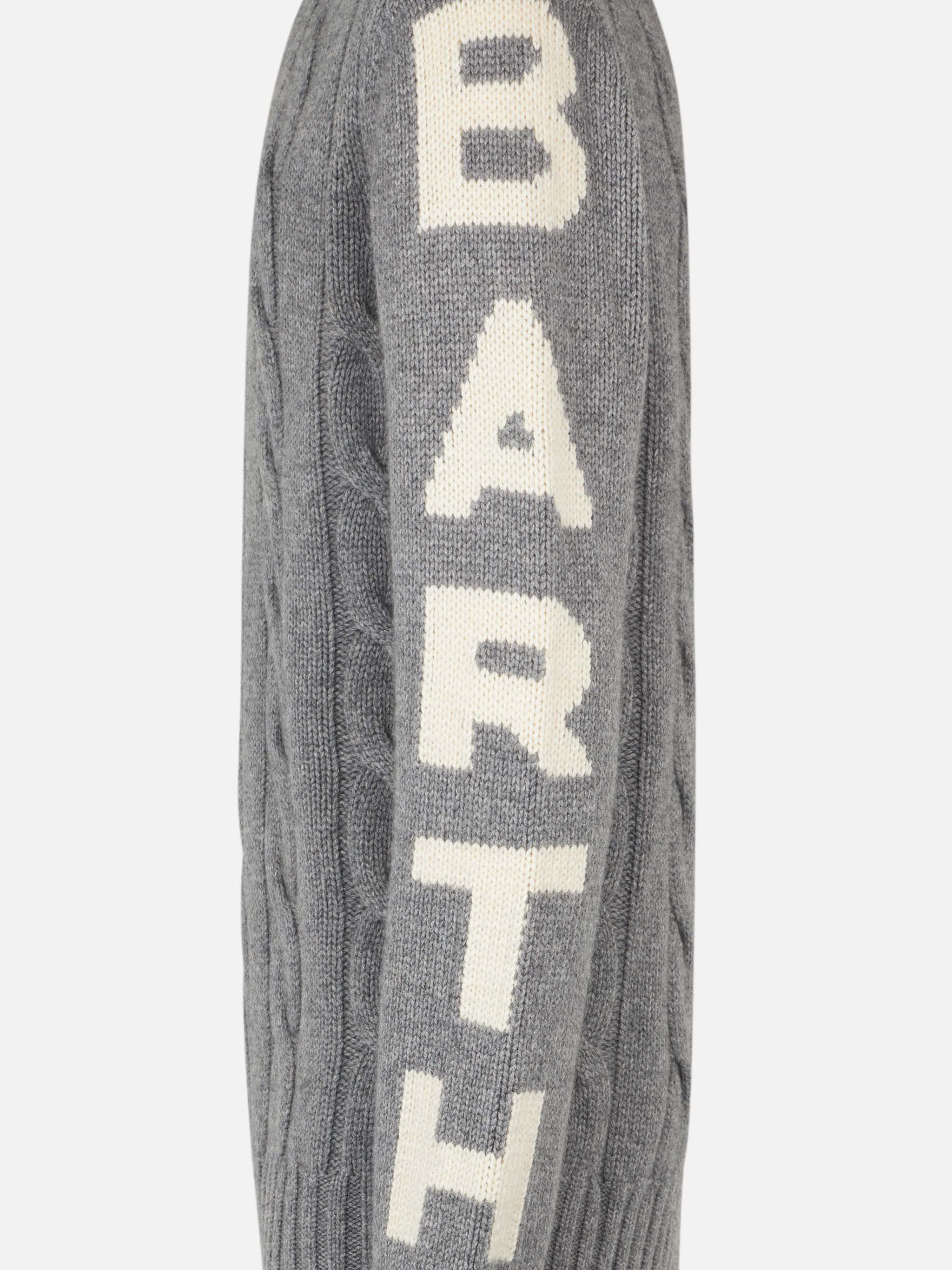 Bergen grey melange heavyweight cable-knit sweater - Image 6