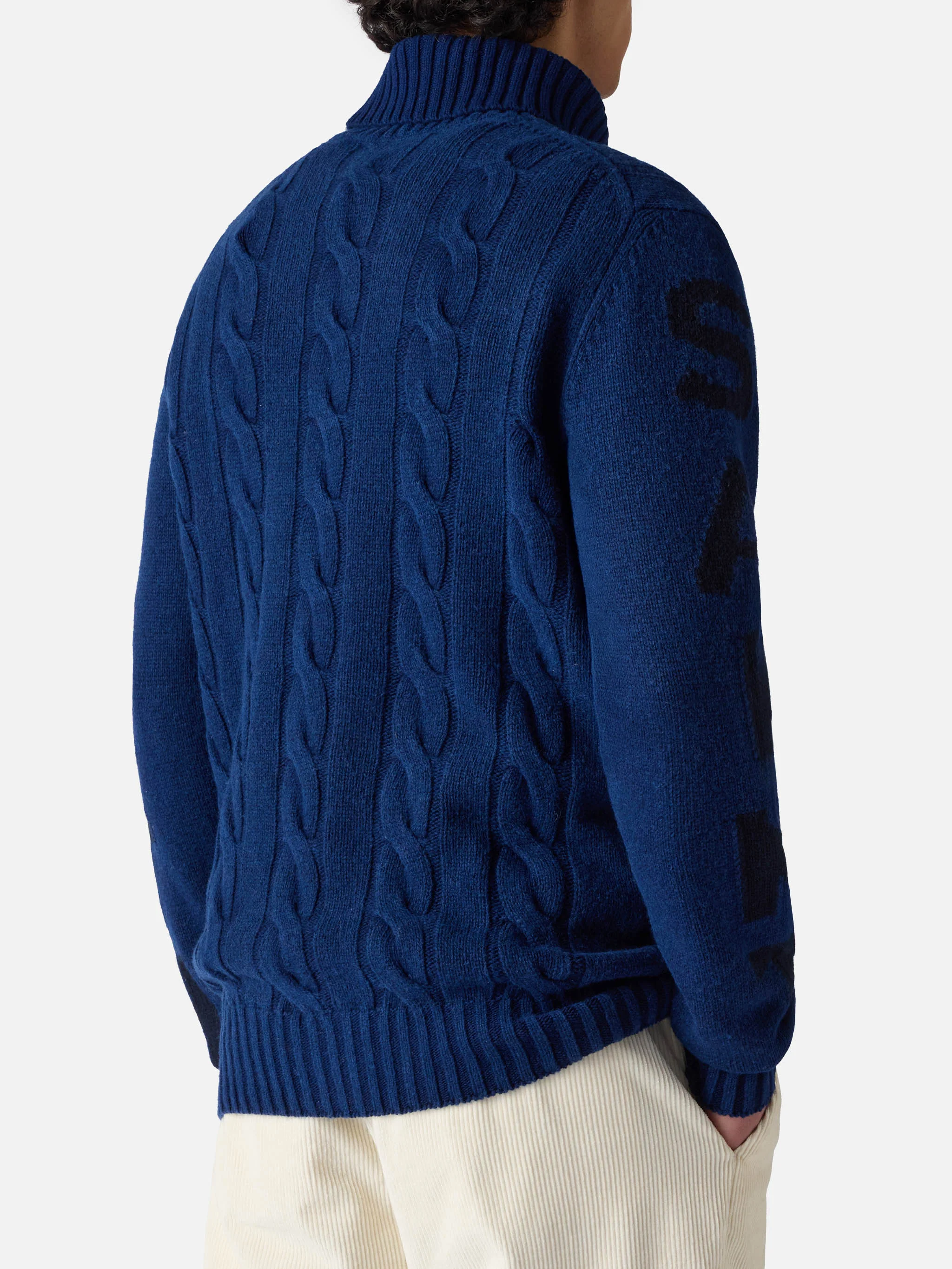 Fisherman blue vintage cable-knit turtleneck - Image 3
