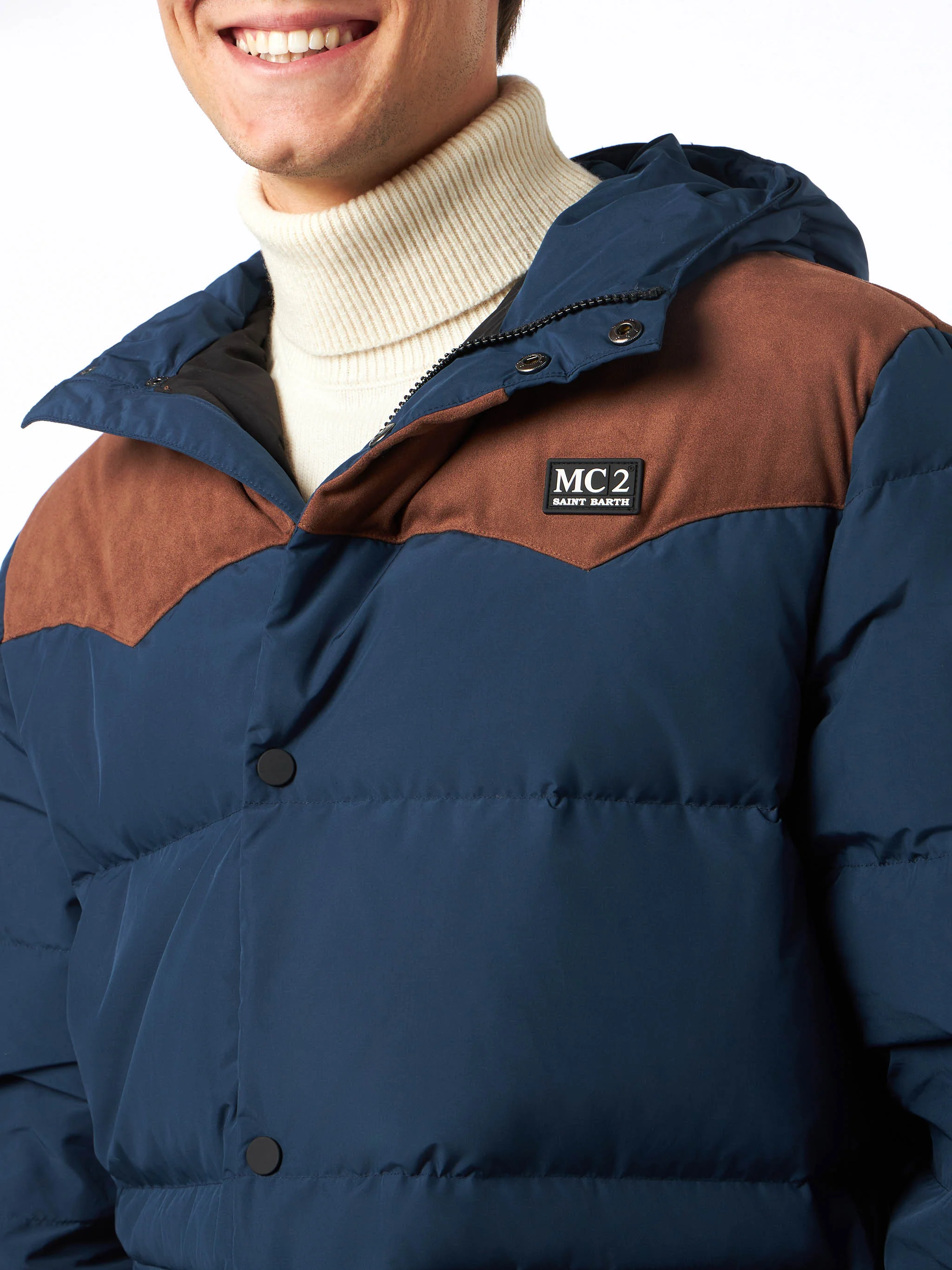 Baxter blue hooded down jacket - Image 3