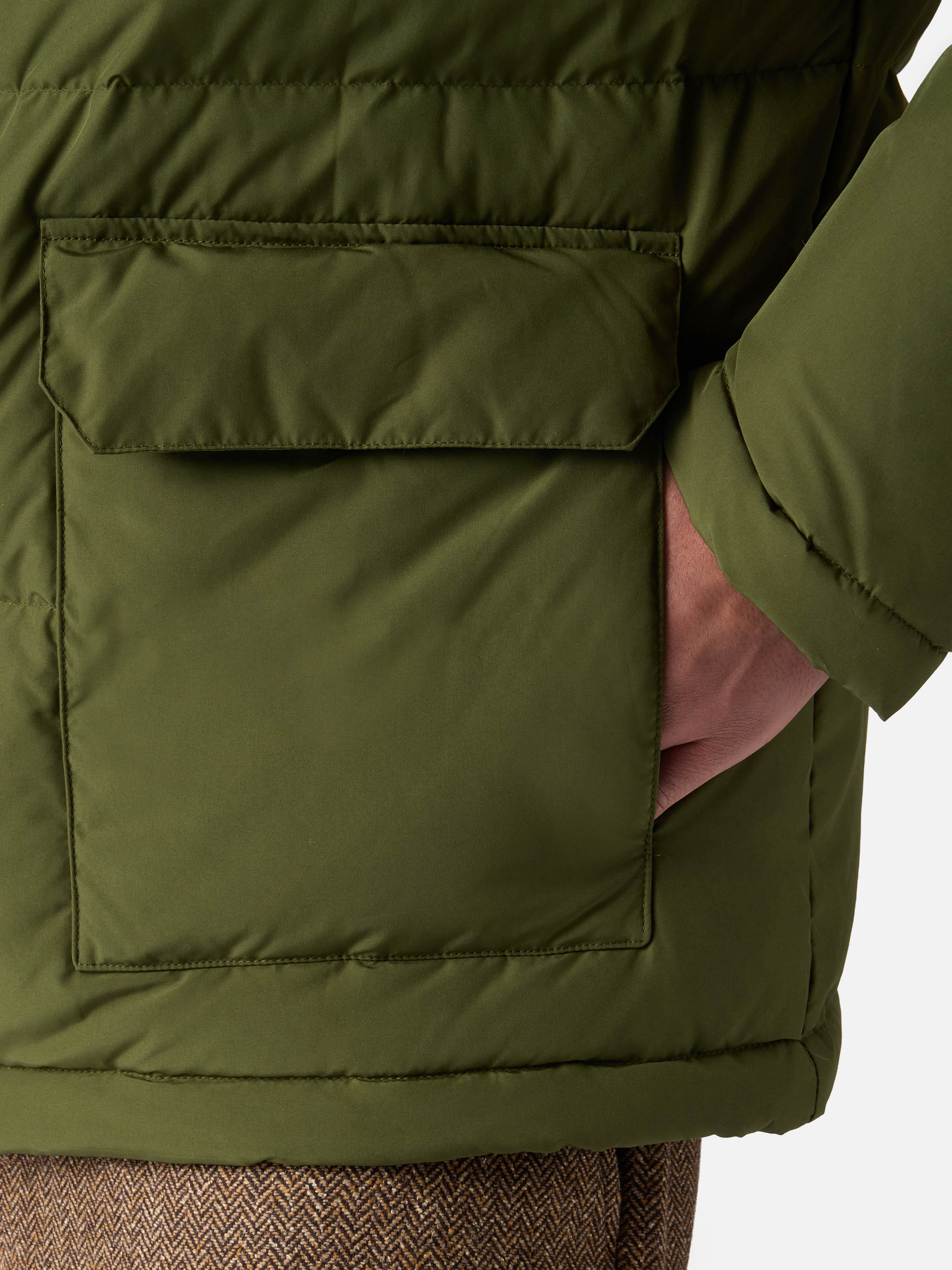 Baxter military green hooded down jacket - Image 5