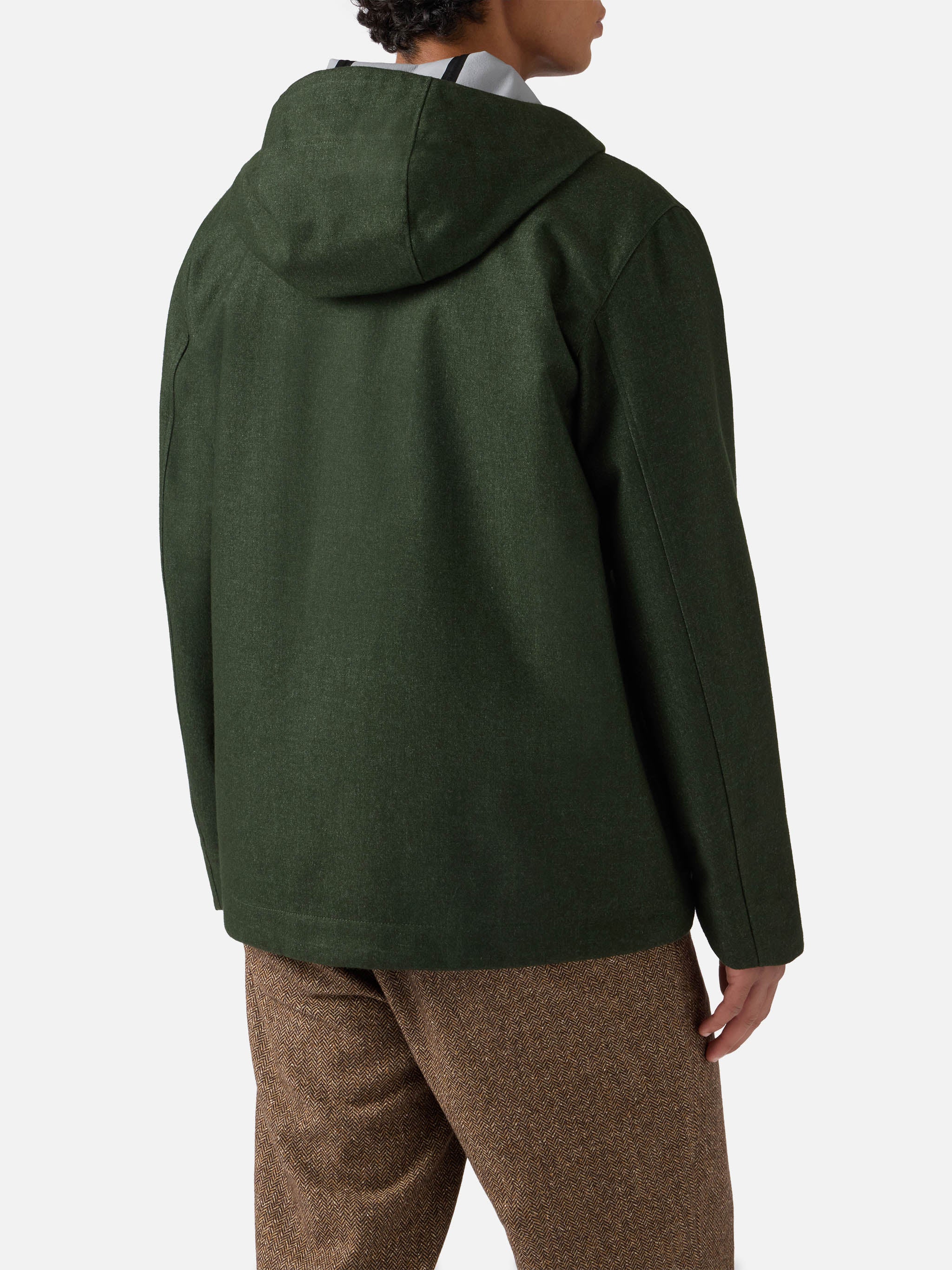Kauris Pocket military green hooded windbreaker jacket - Image 4