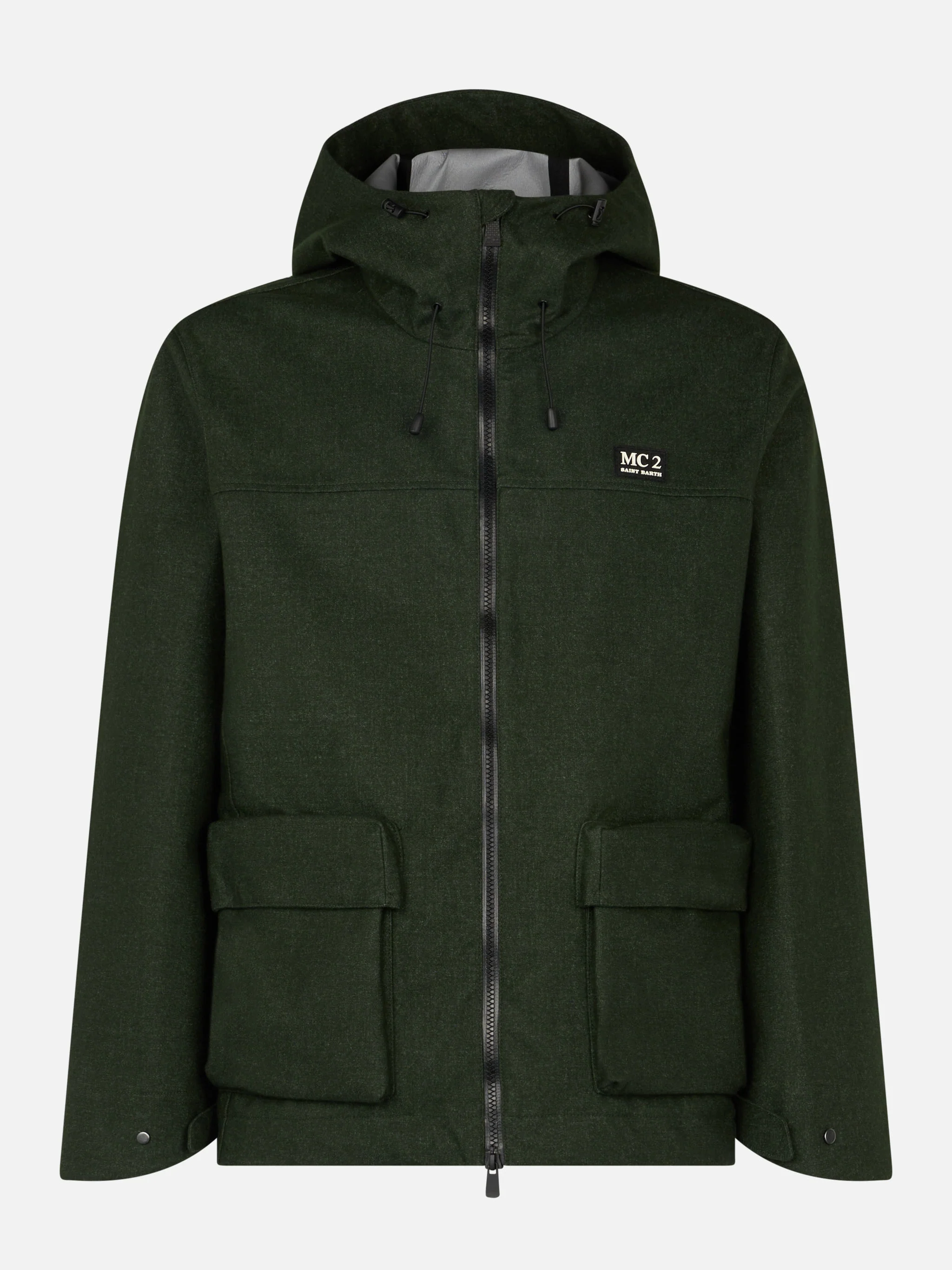 Kauris Pocket military green hooded windbreaker jacket - Image 5