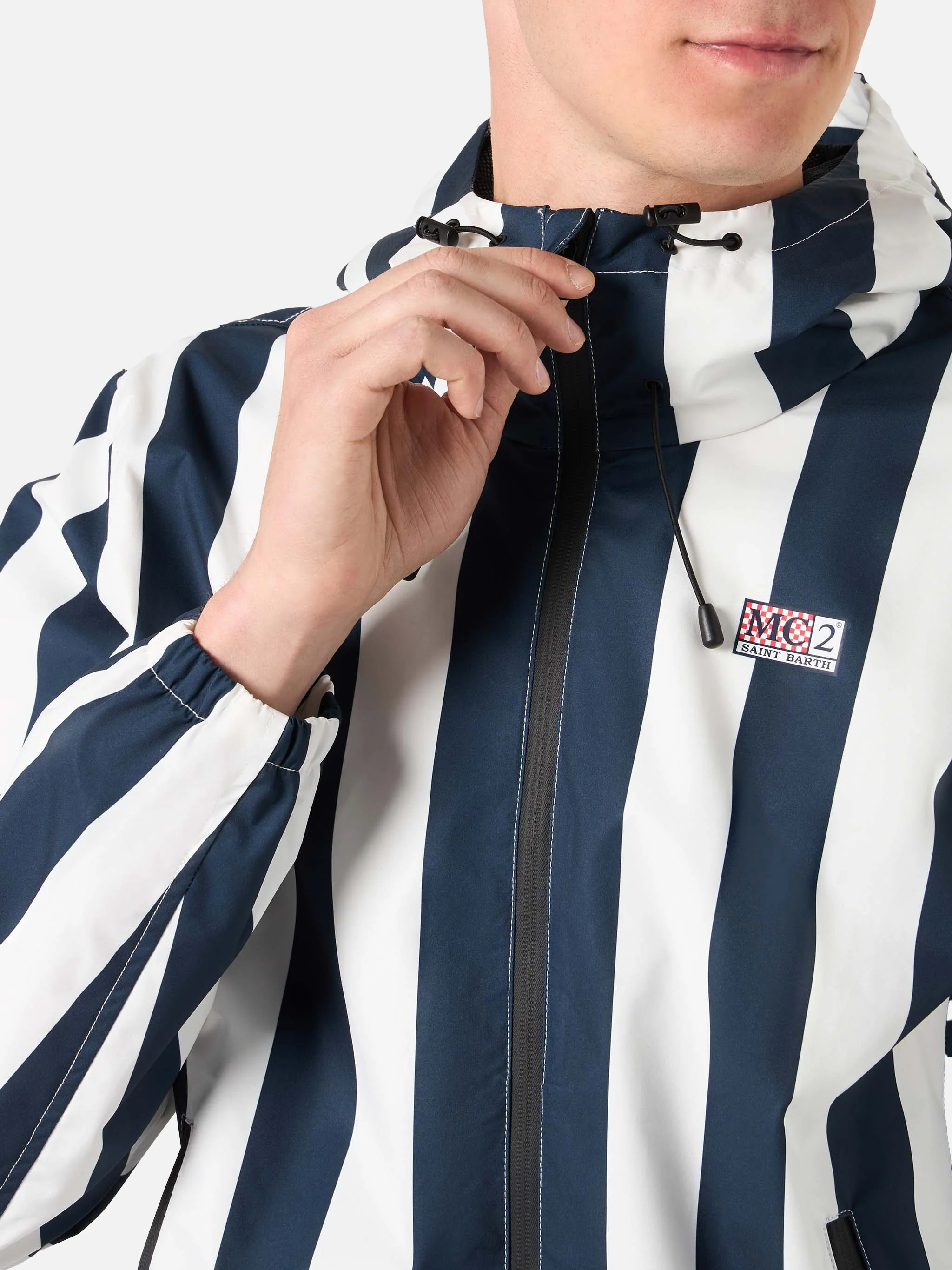 Kauris white and blue striped windbreaker jacket - Image 2