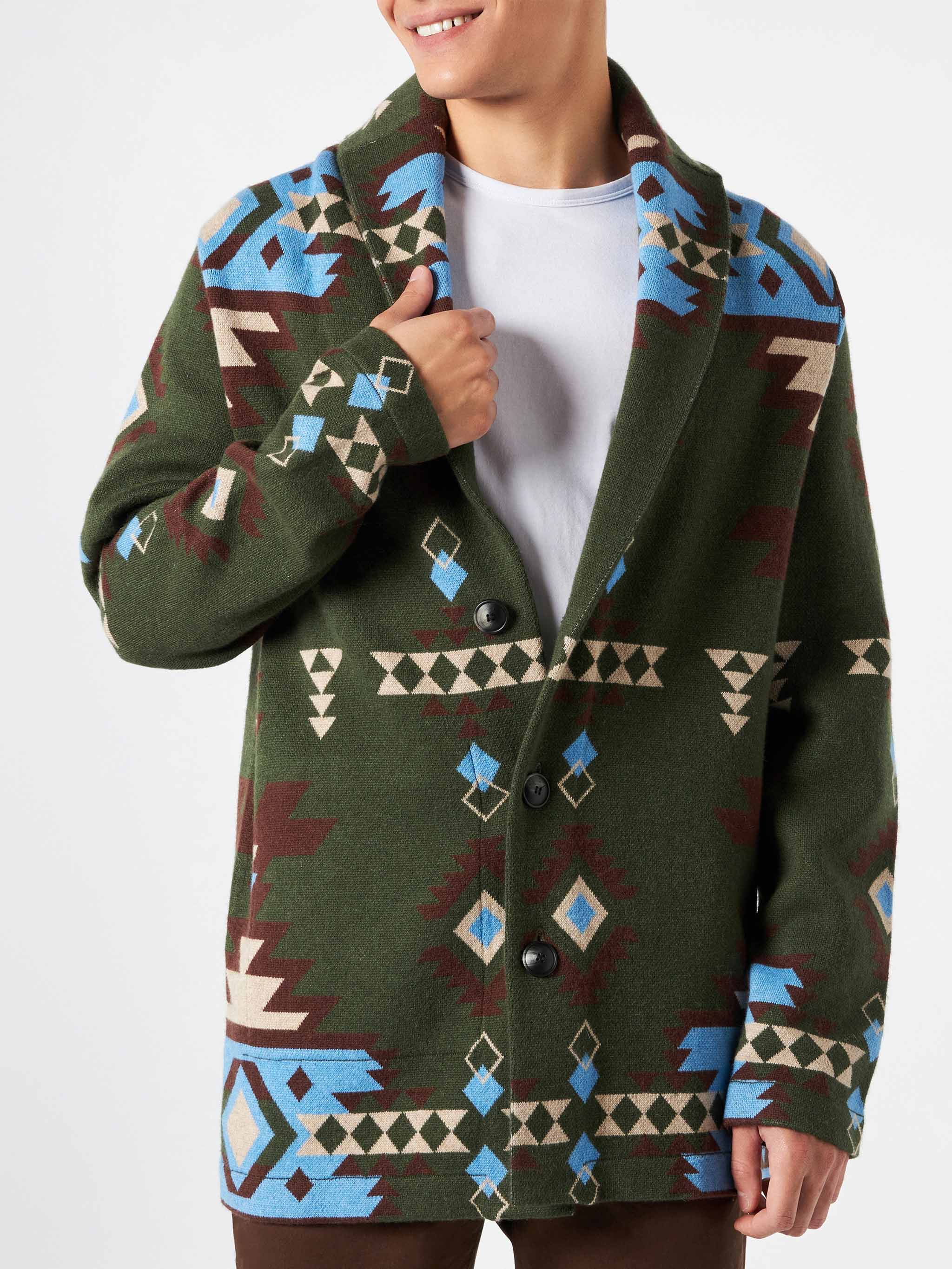 Knit jacket with ethnic jacquard and embroidery - Image 2