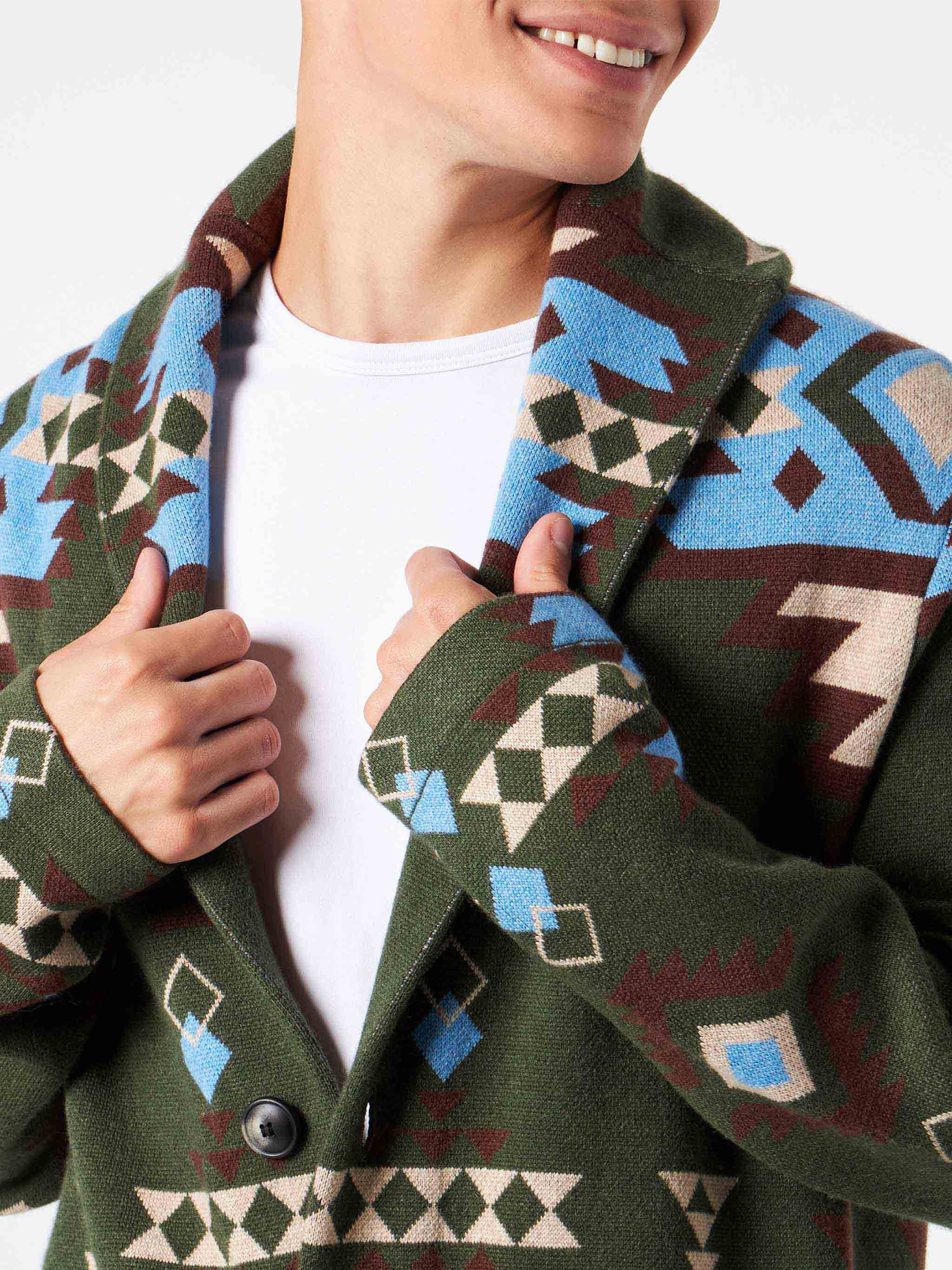 Knit jacket with ethnic jacquard and embroidery - Image 3