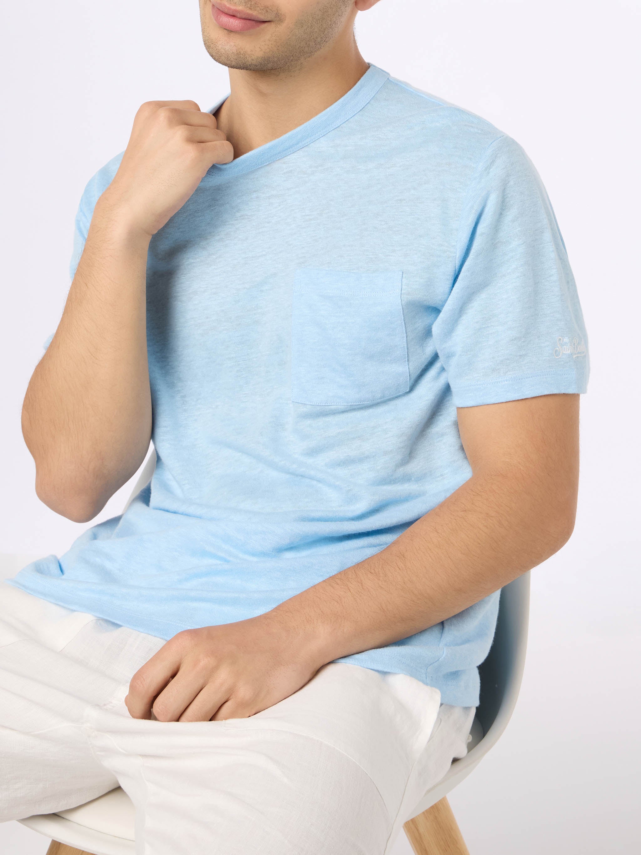 Ecstasea light blue linen jersey t-shirt - Image 2