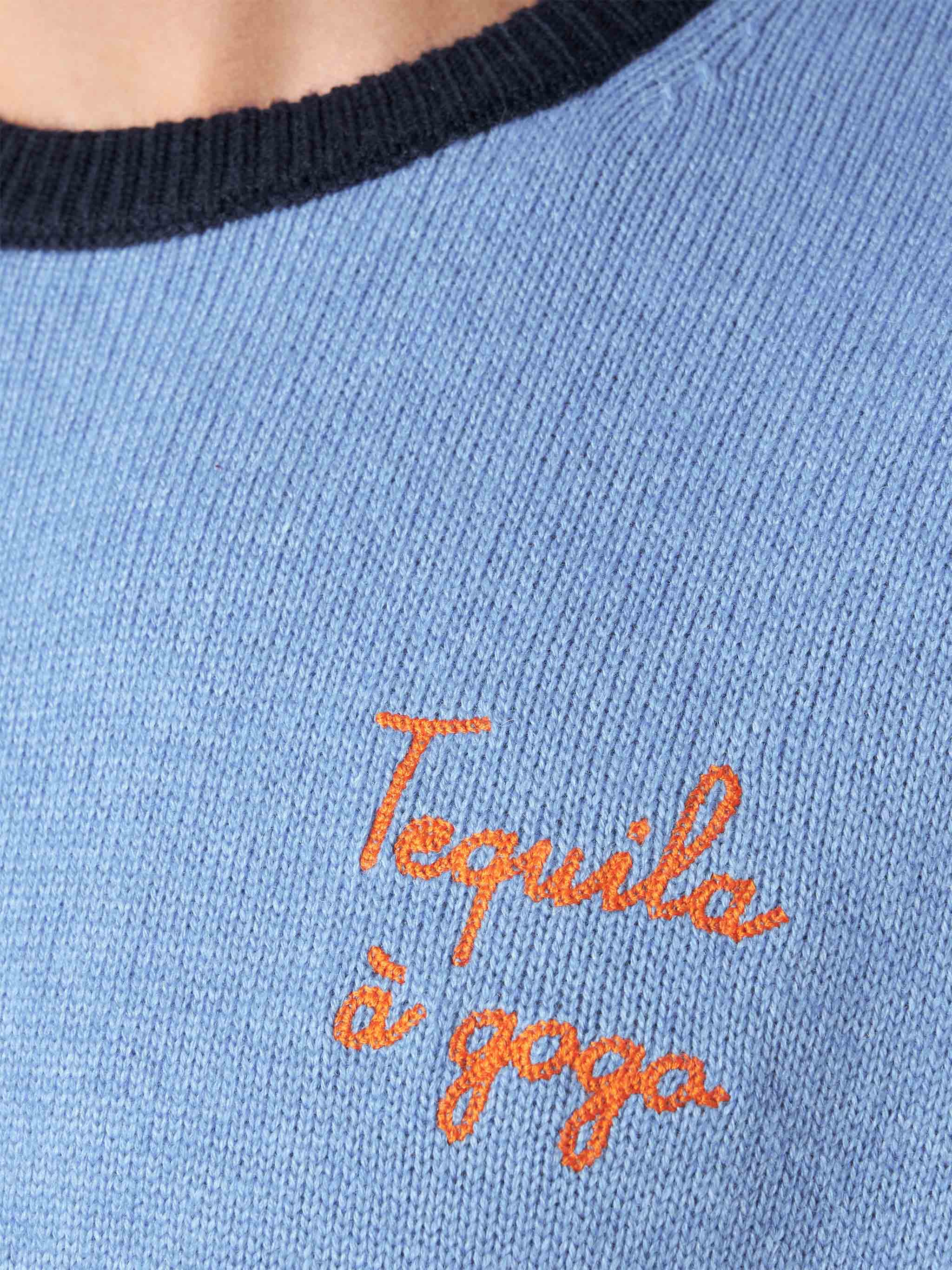 Crewneck sweater with Tequila à gogo embroidery