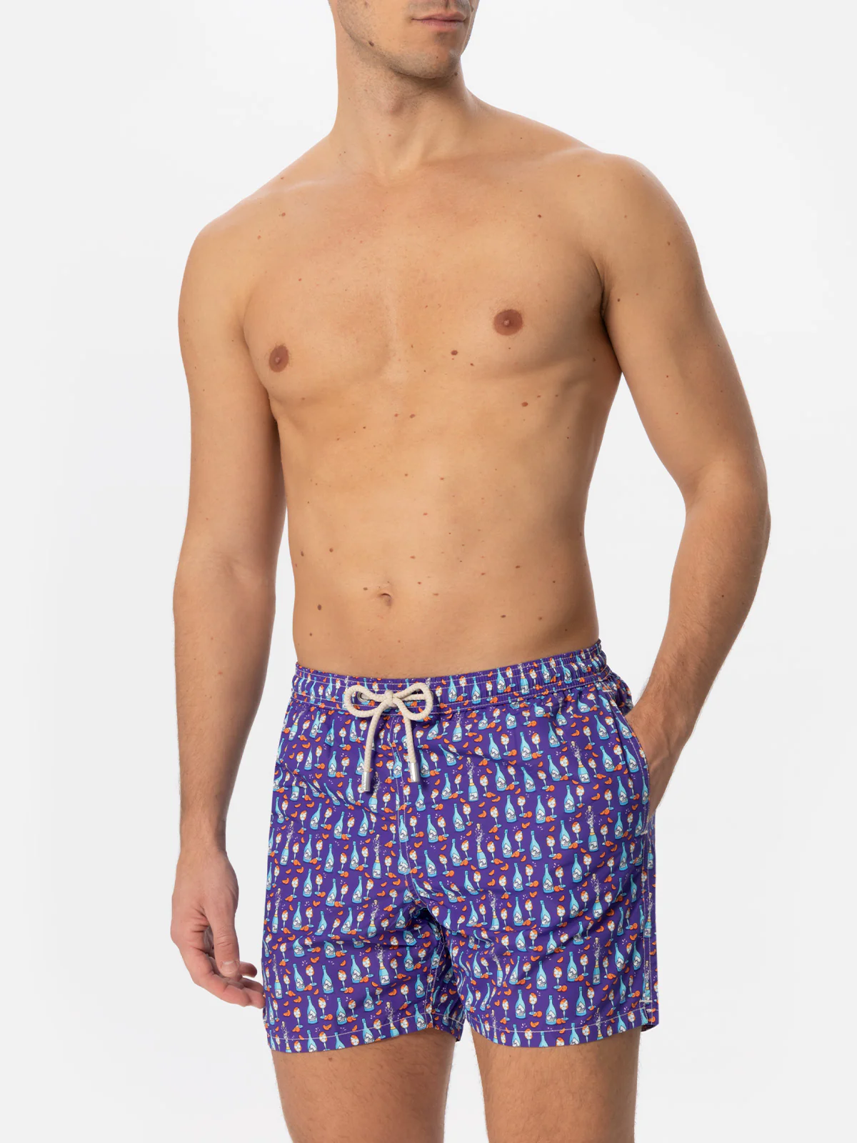 Light fabric swim shorts with spritz print - Image 3