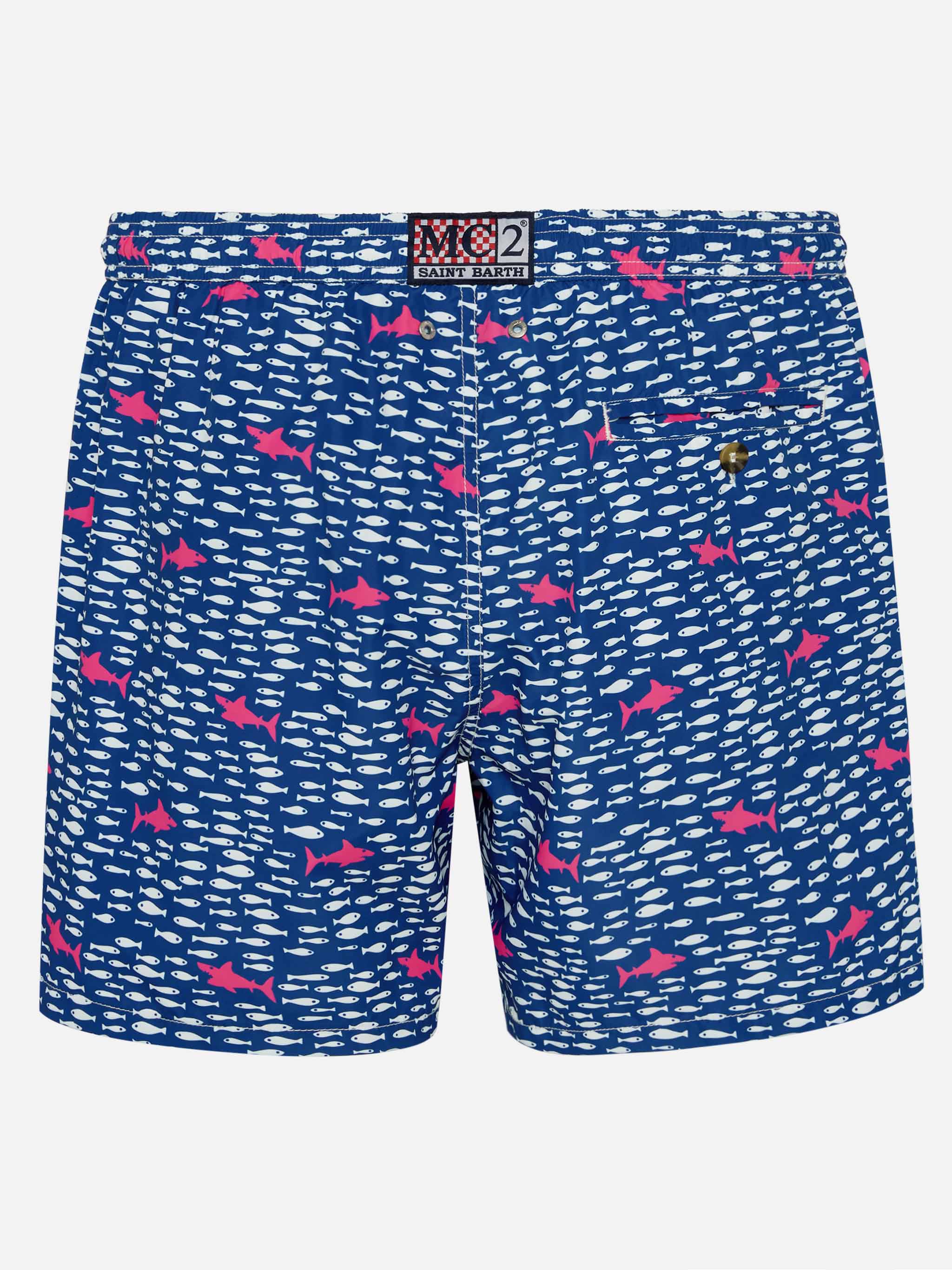 Lighting Micro Fantasy blue fish and sharks print swim shorts - Image 2