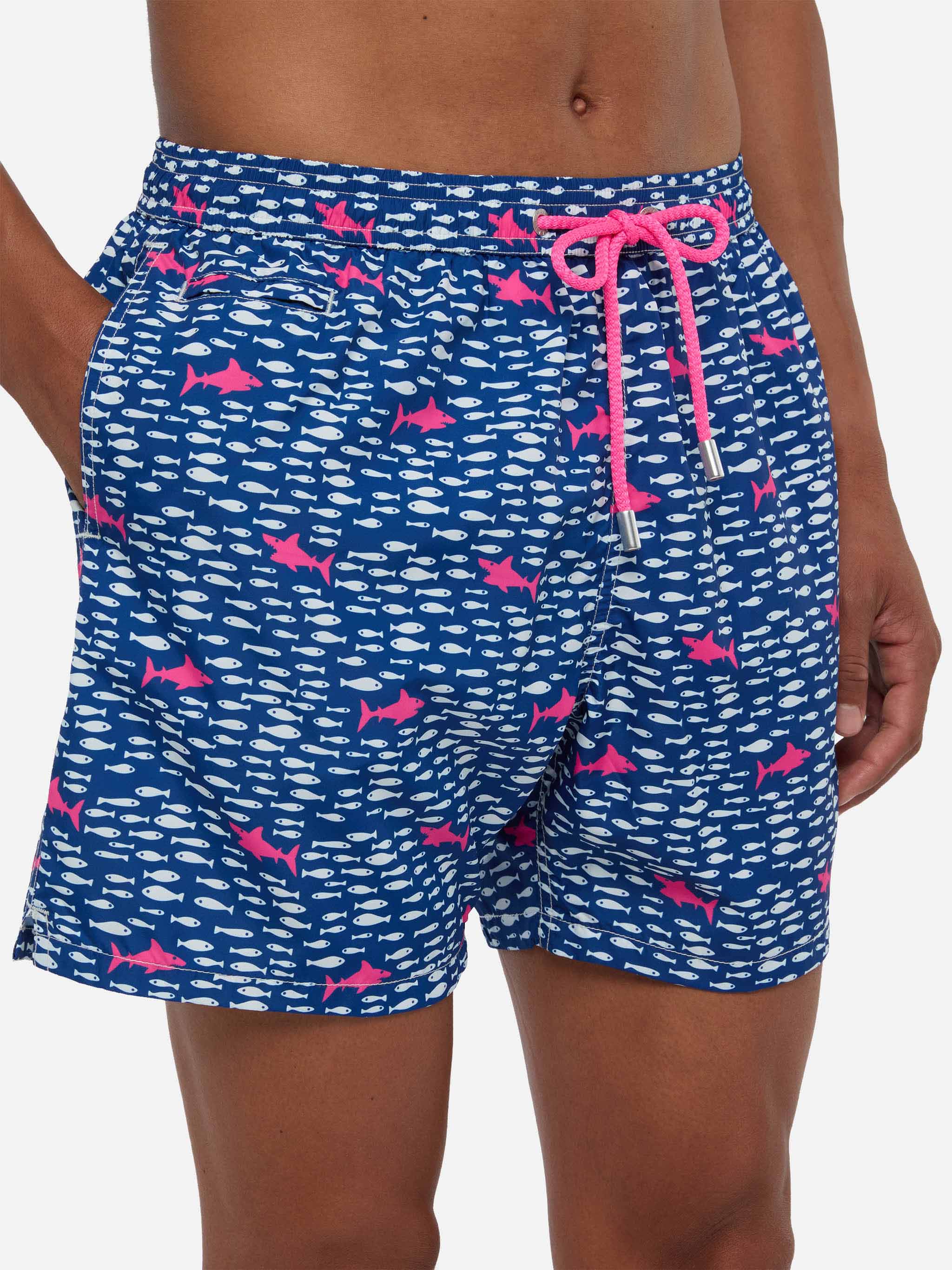 Lighting Micro Fantasy blue fish and sharks print swim shorts - Image 4