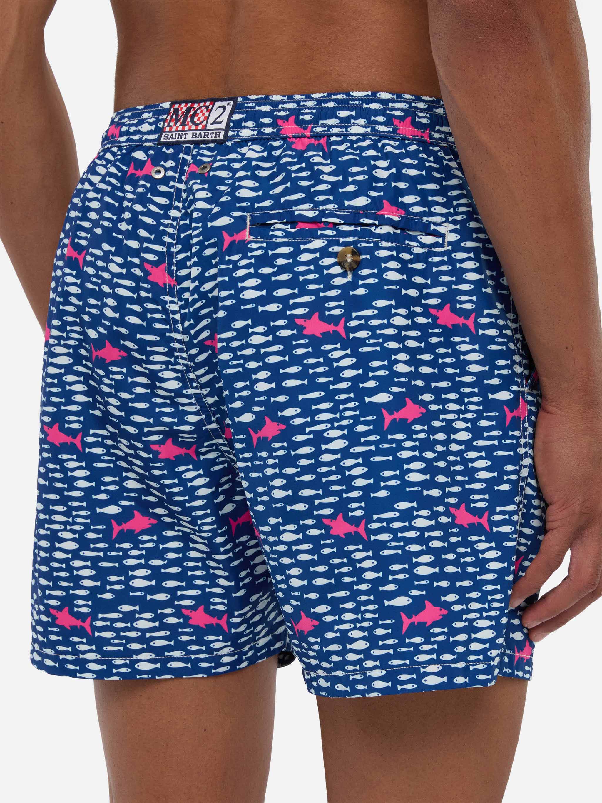 Lighting Micro Fantasy blue fish and sharks print swim shorts - Image 6