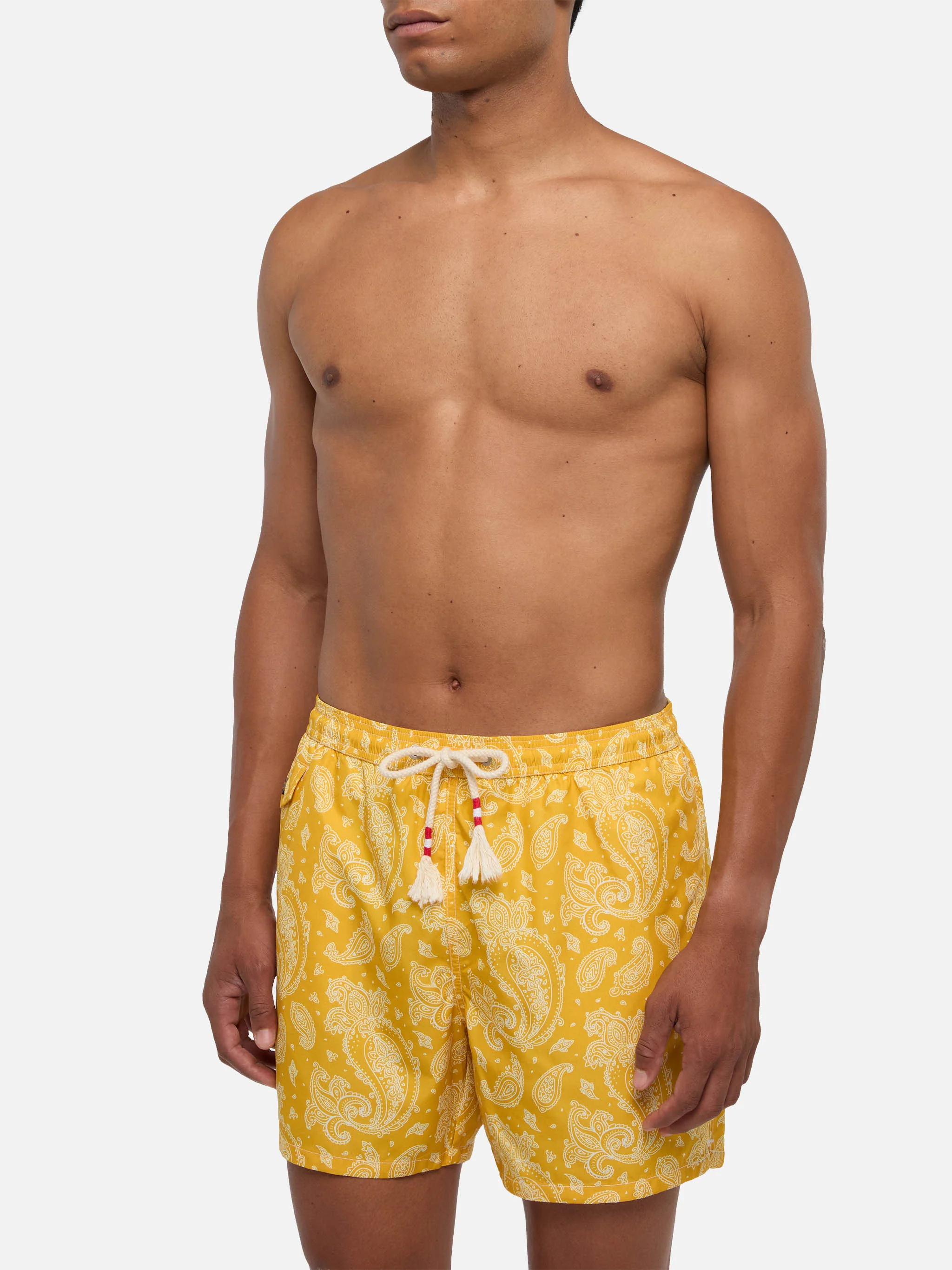 Lighting ochre paisley swim shorts - Image 3