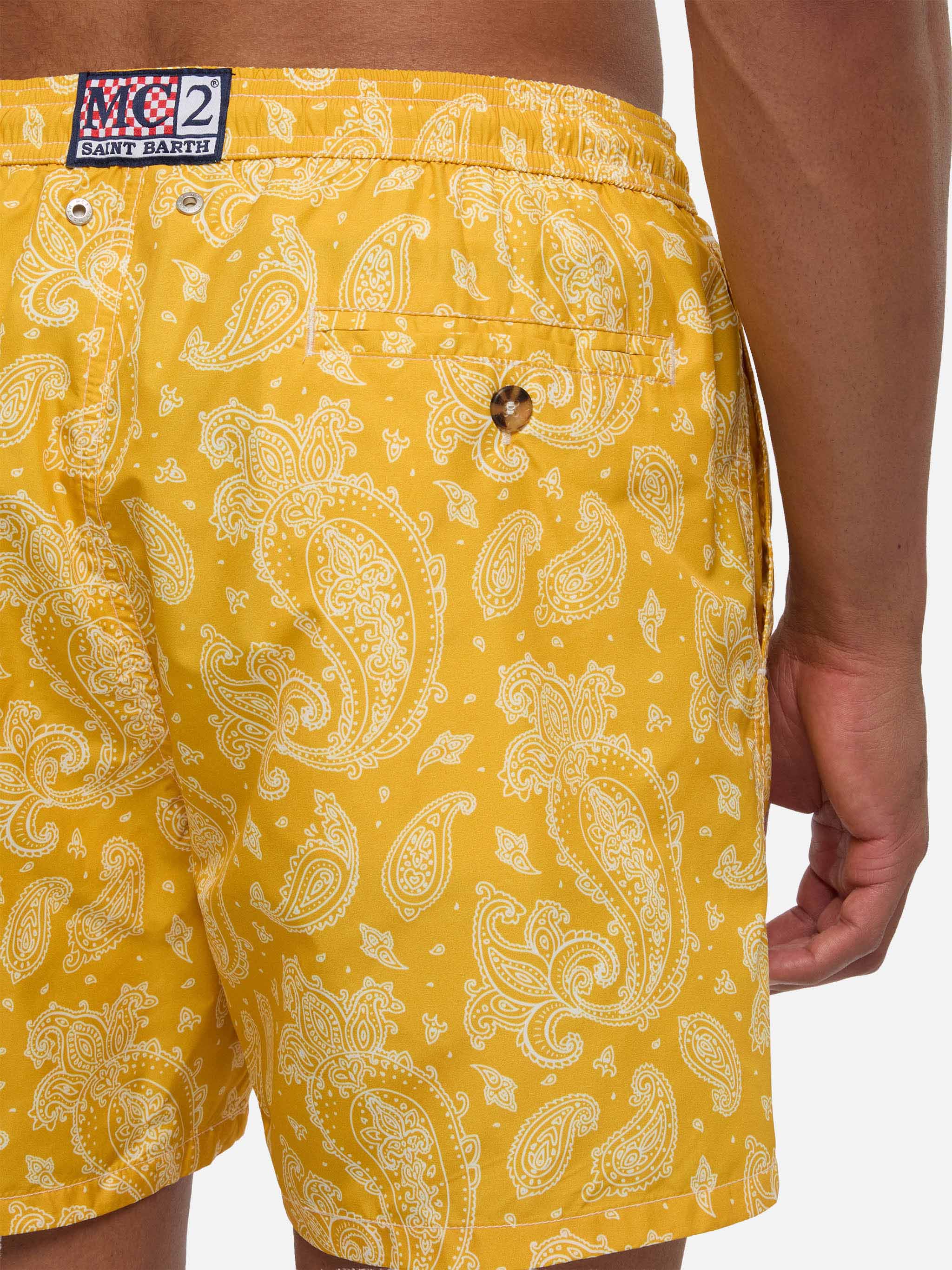 Lighting ochre paisley swim shorts - Image 6