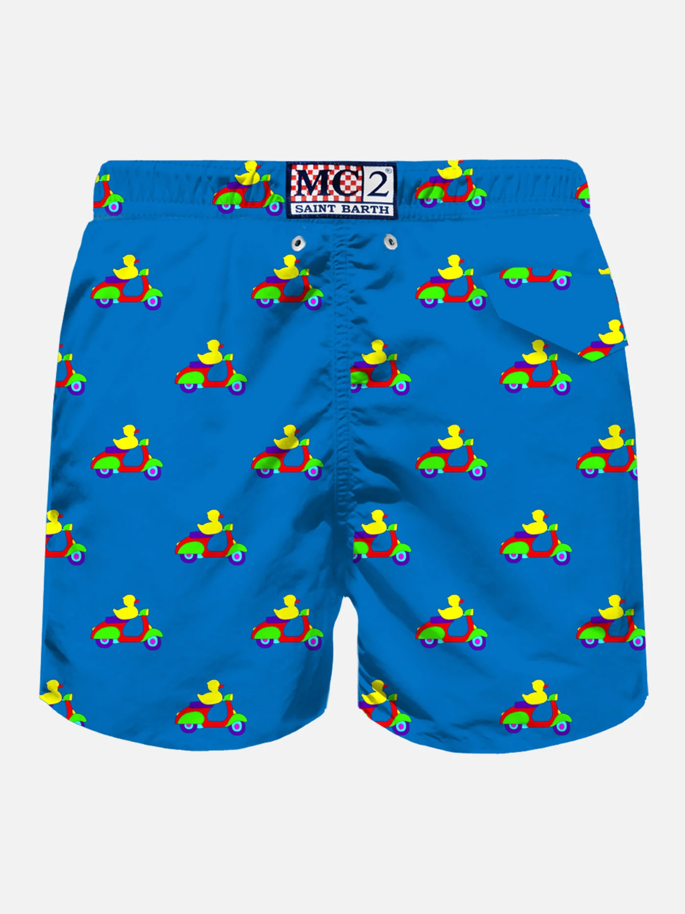 Blue swim shorts with ducks on scooters print | Special Edition - Image 2