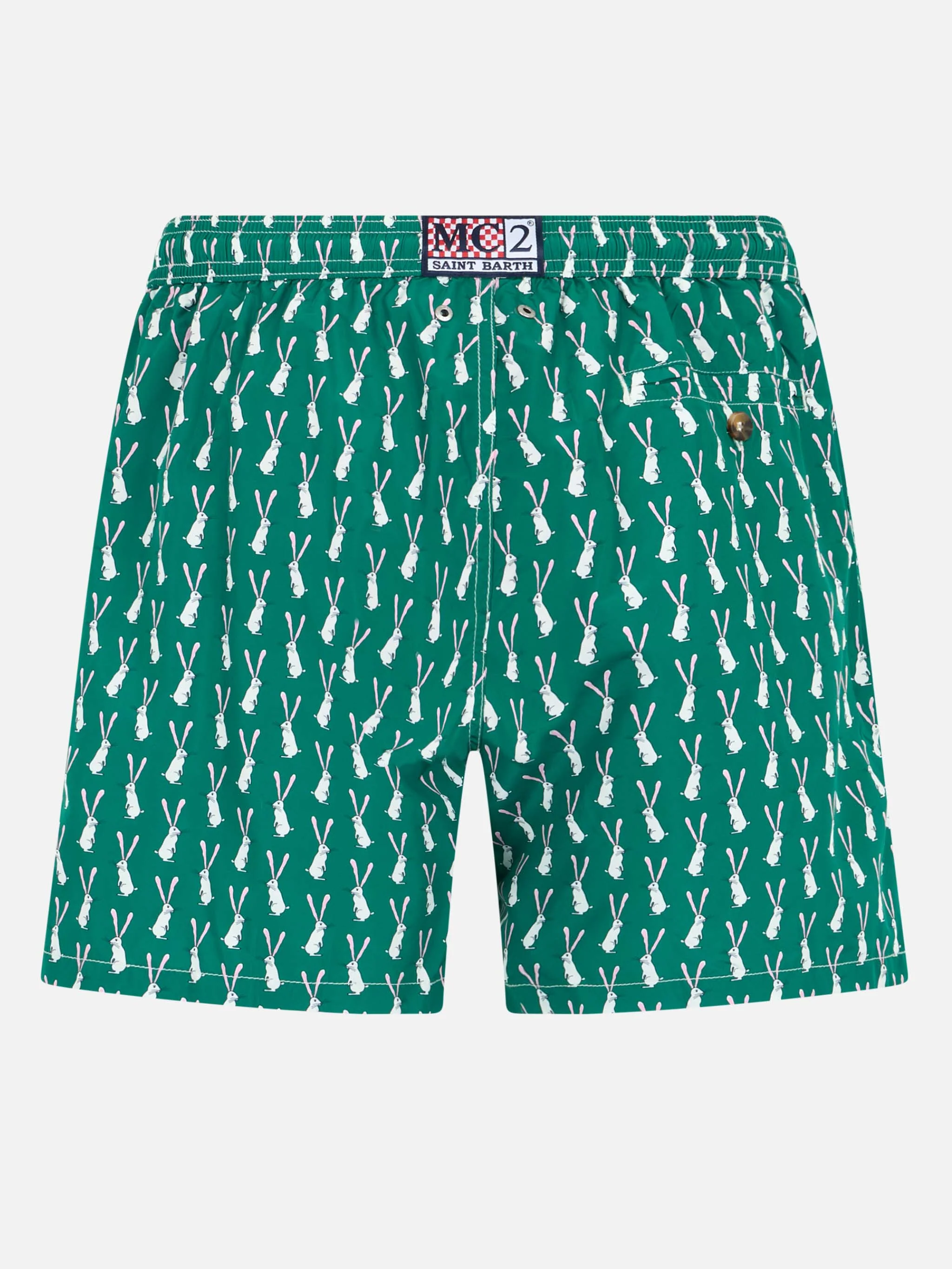 Lighting swim shorts in technical fabric with rabbit pattern in green and multicolor - Image 2