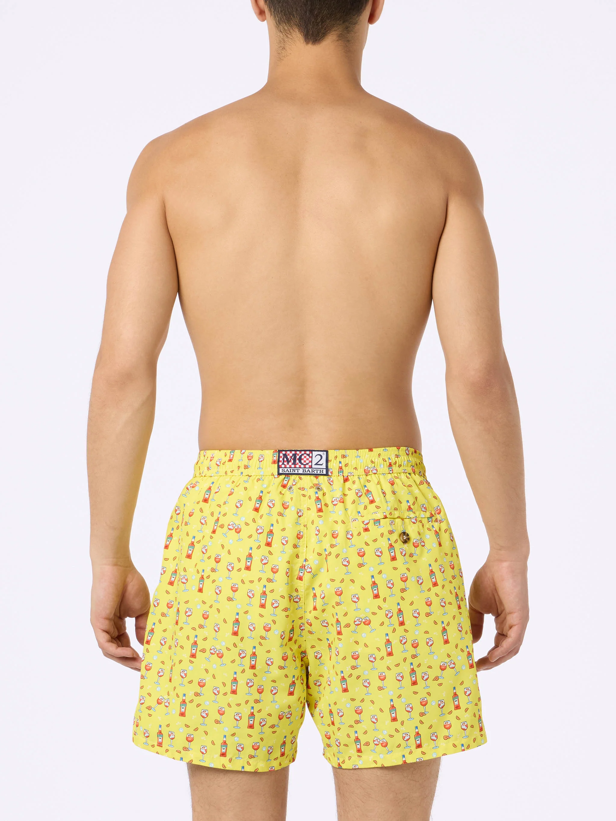 Lighting Micro Fantasy pink Aperol Spritz print swim shorts | Special Edition - Image 4