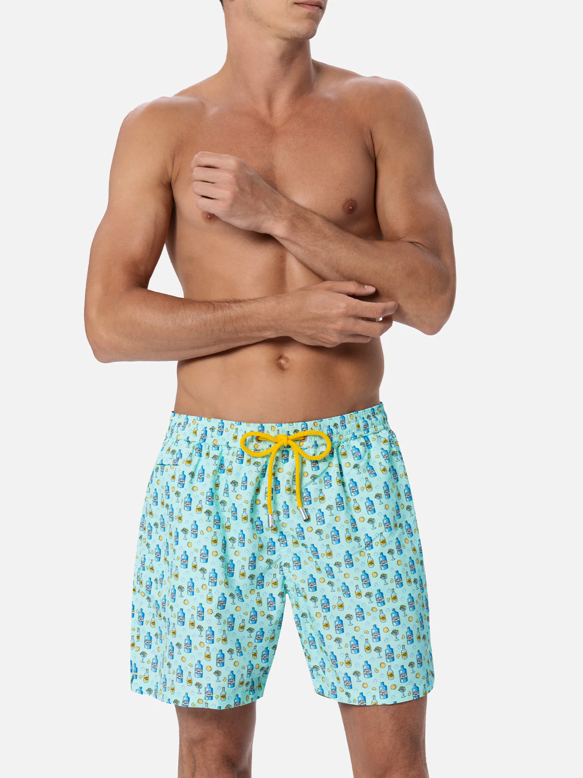 Lightweight fabric swim-shorts Lighting with cocktail gin tonic print - Image 3
