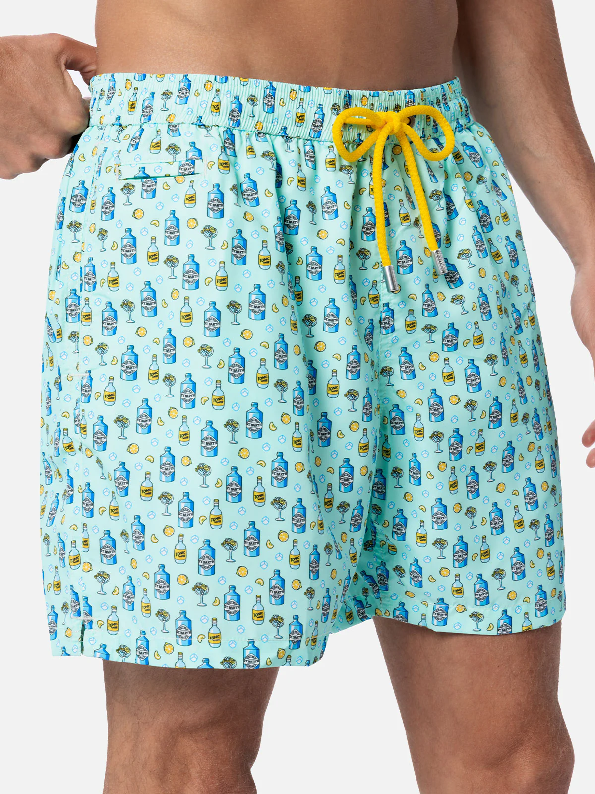 Lightweight fabric swim-shorts Lighting with cocktail gin tonic print - Image 4