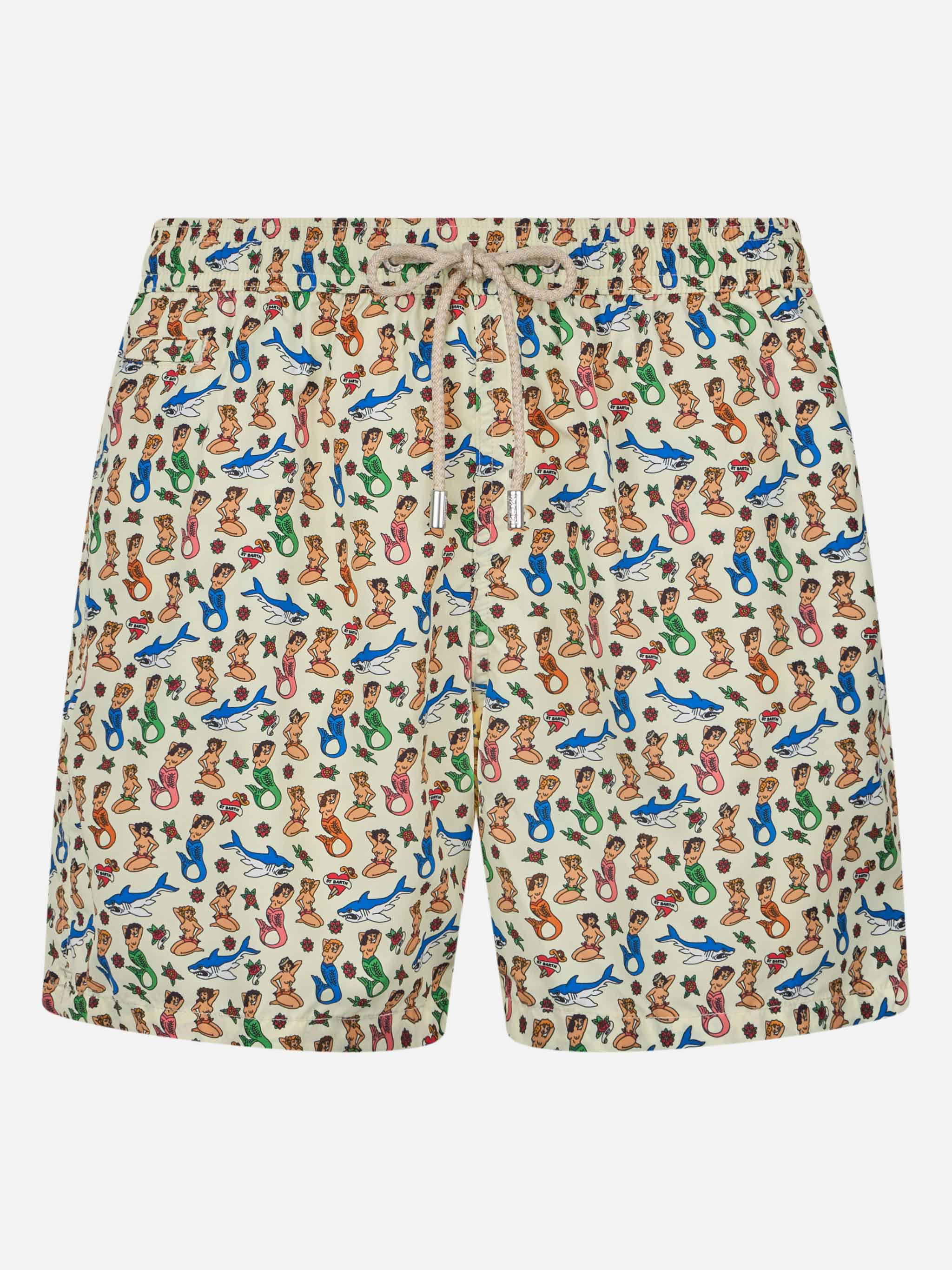 Lighting Micro Fantasy white mermaid print swim shorts