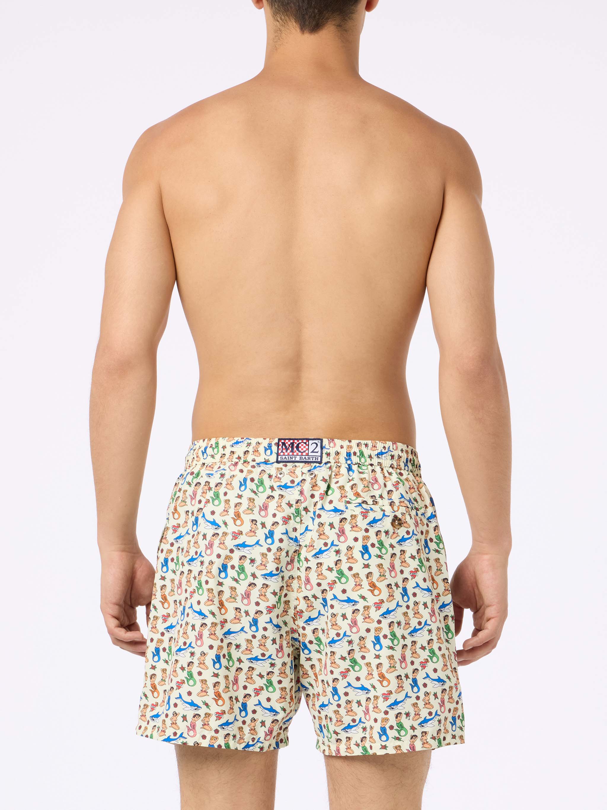Lighting Micro Fantasy white mermaid print swim shorts - Image 4