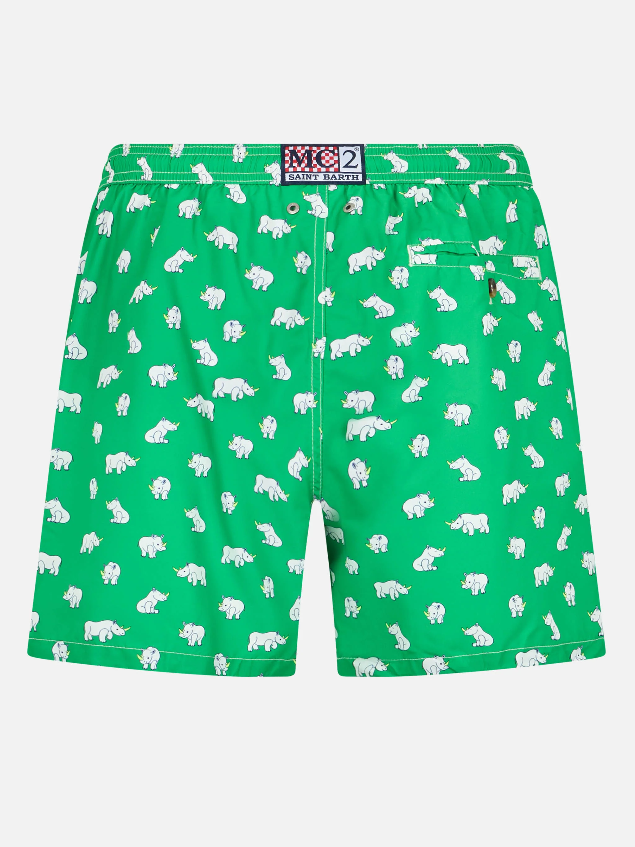 Lighting Micro Fantasy swim shorts in technical fabric with rhino pattern in green and multicolor - Image 2