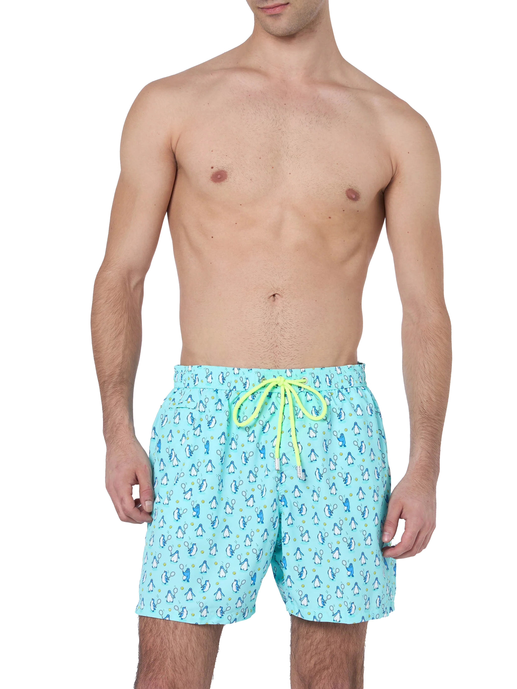 Lighting Micro Fantasy swim shorts in technical fabric with penguin pattern in blue and multicolor - Image 3