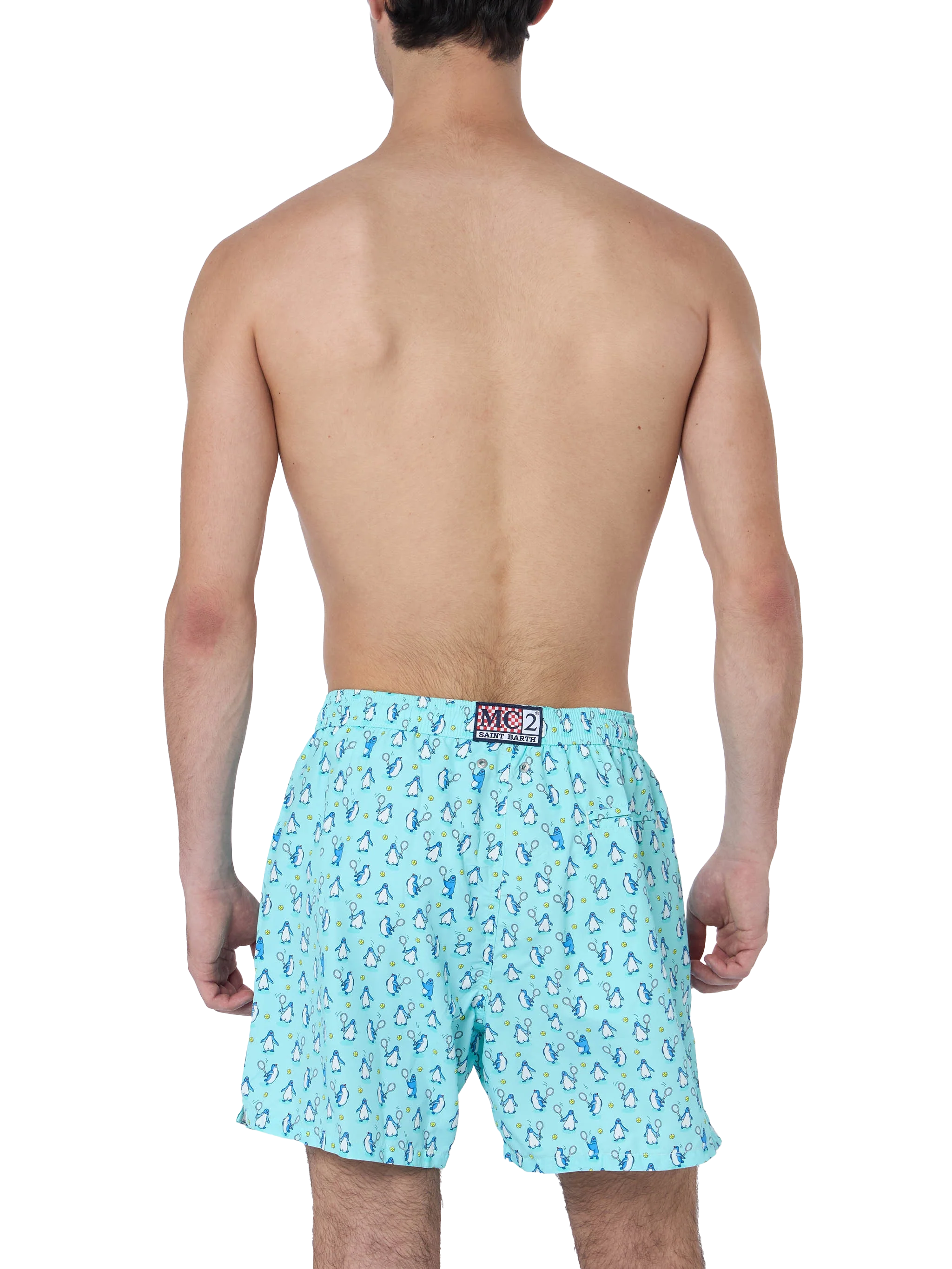 Lighting Micro Fantasy swim shorts in technical fabric with penguin pattern in blue and multicolor - Image 4