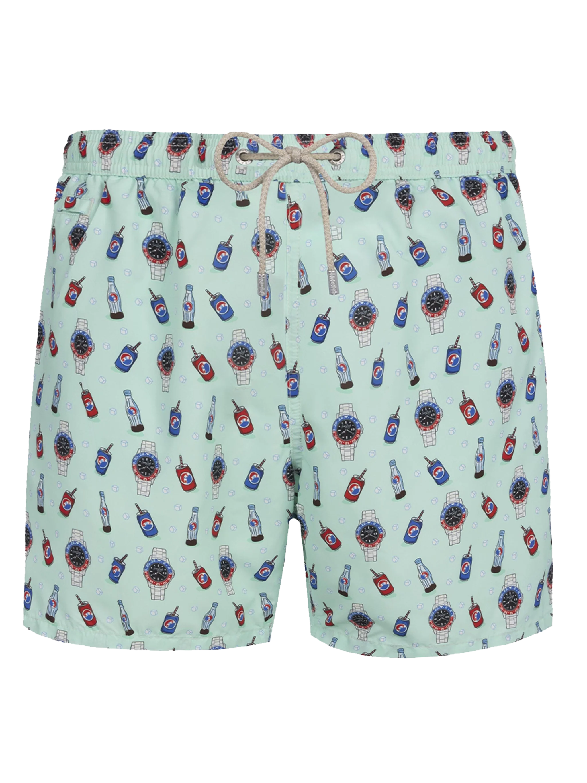 Lighting Micro Fantasy green watches and drinks print swim shorts