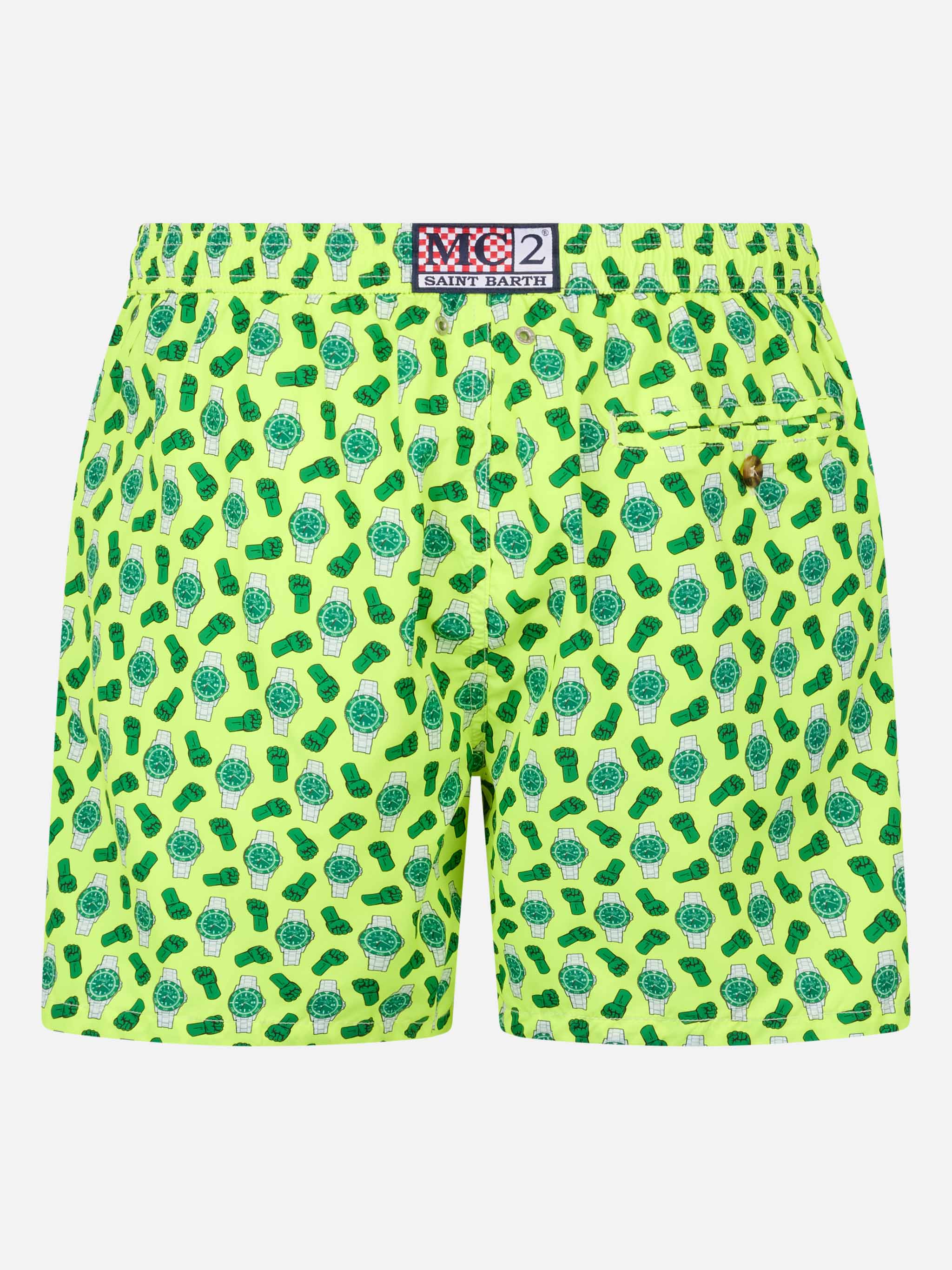 Lighting Micro Fantasy green watches print swim shorts - Image 2