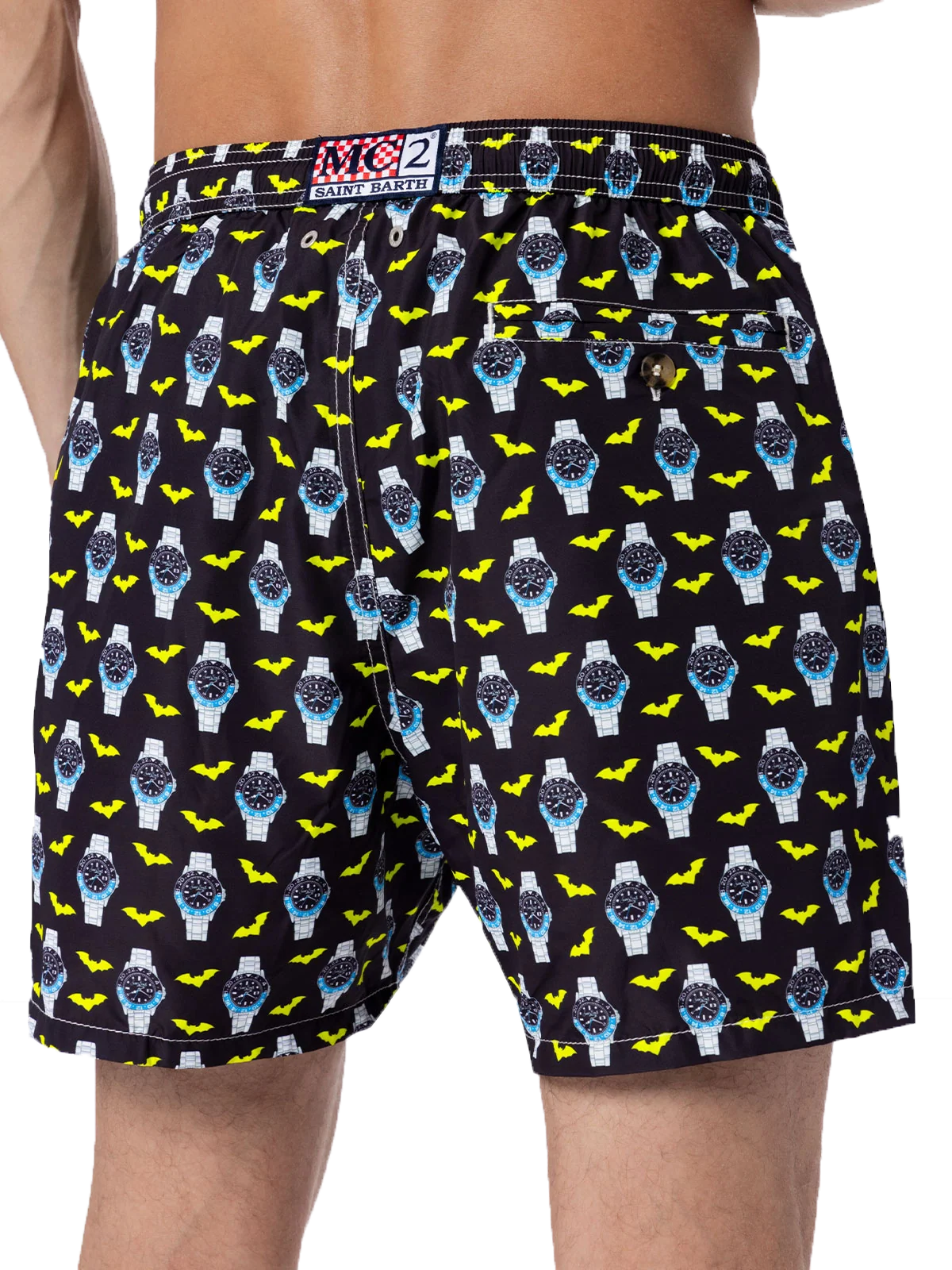 Lighting Micro Fantasy black watches print swim shorts - Image 5