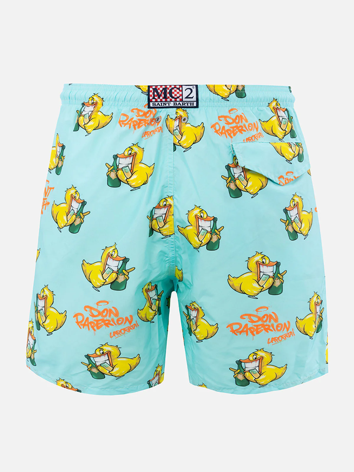 Lighting swim shorts with Cryptopuppets Don Paperion print in multicolor | Special Edition - Image 2